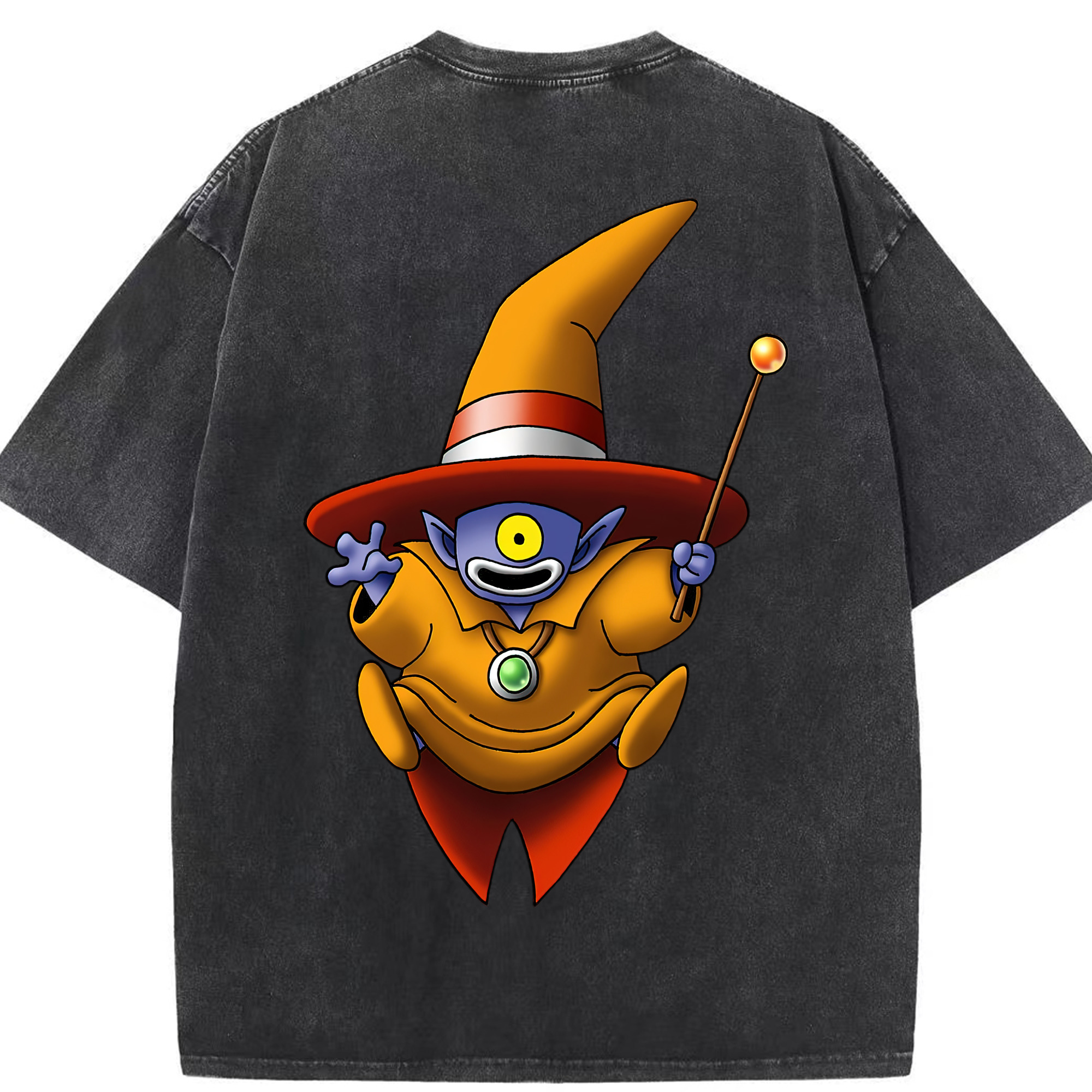 （画像用） ドラゴンクエスト Doragon Kuesuto Dragon Quest 綿100% ヴィンテージ風 半袖Tシャツ（背面プリント）