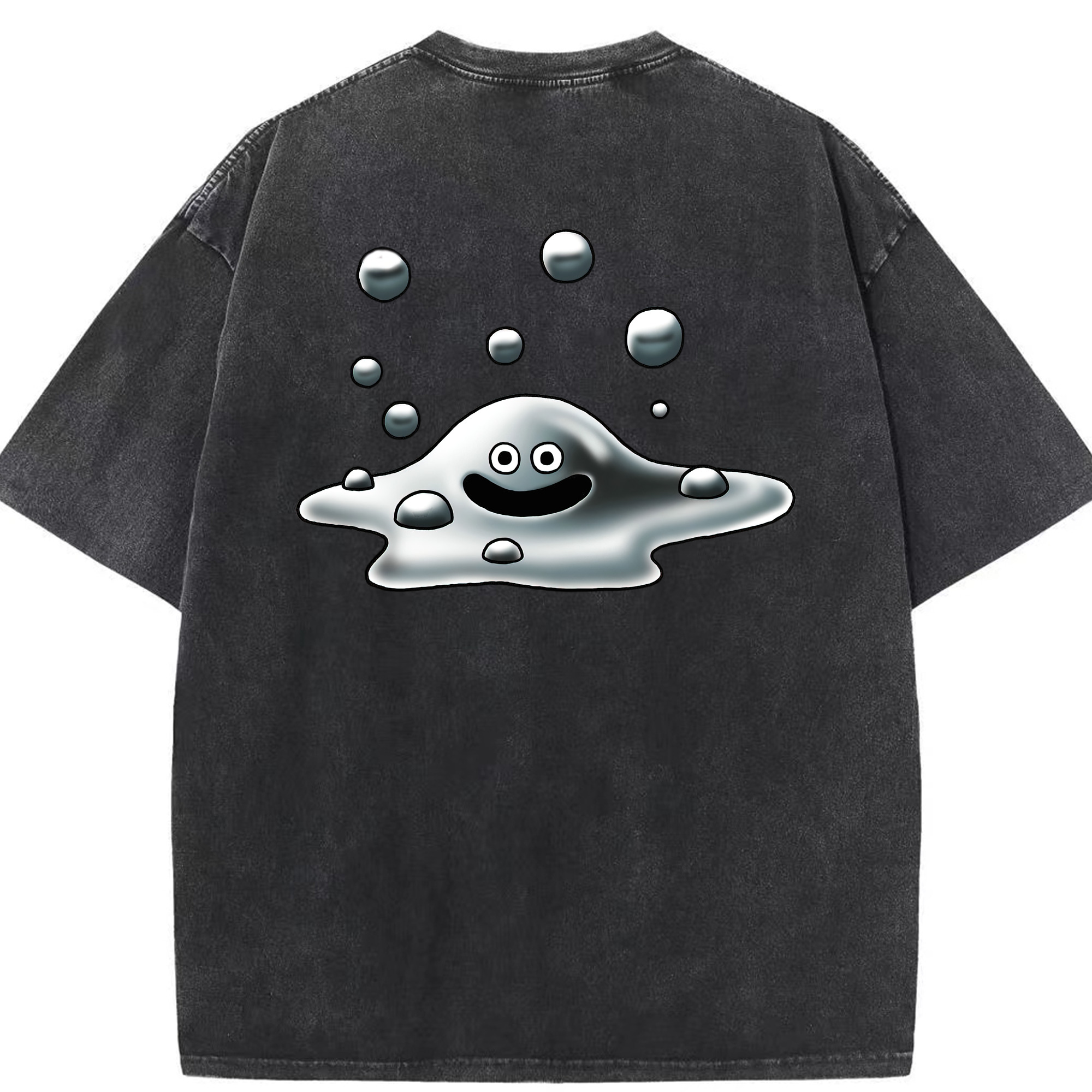 （画像用） ドラゴンクエスト Doragon Kuesuto Dragon Quest 綿100% ヴィンテージ風 半袖Tシャツ（背面プリント）