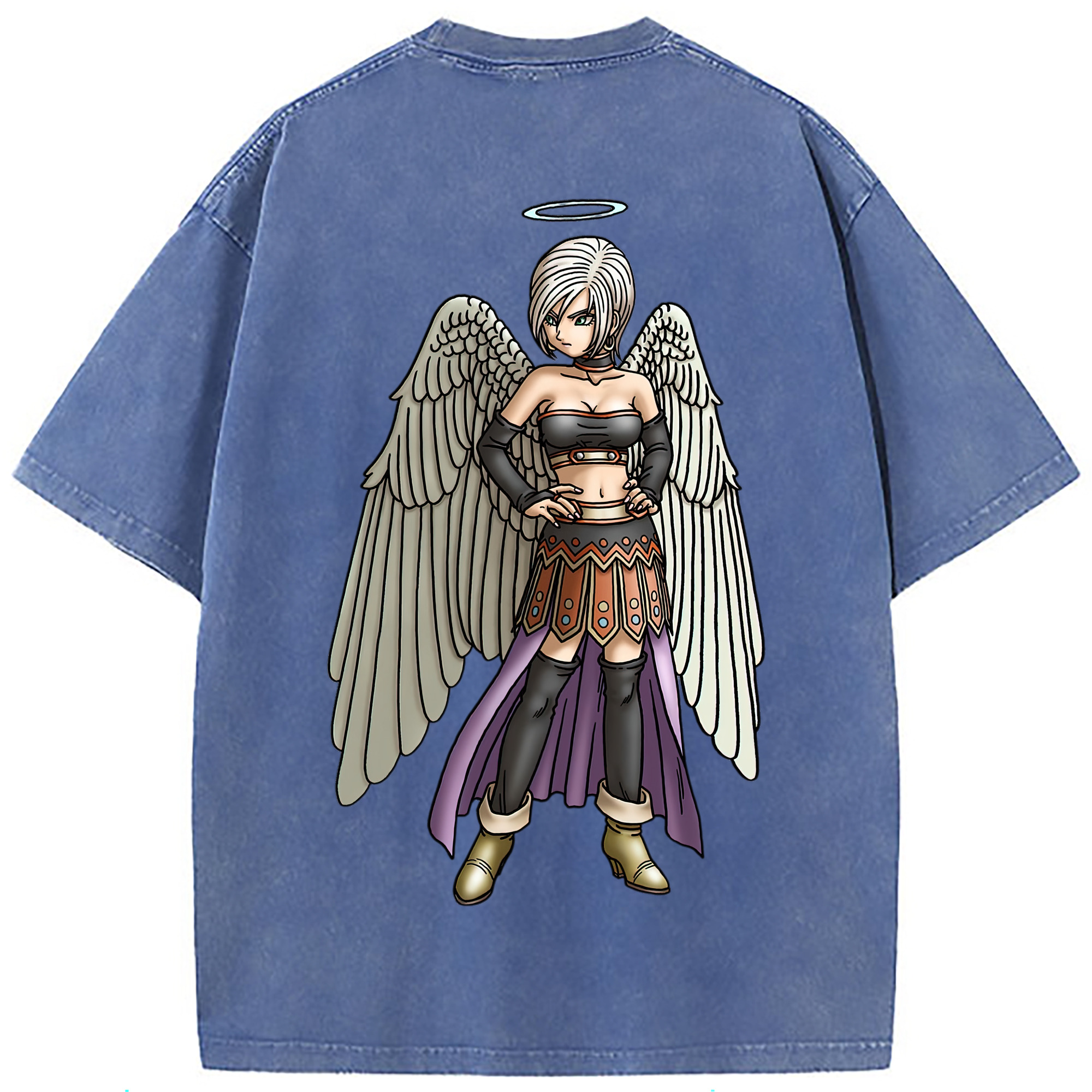 （画像用） ドラゴンクエスト Doragon Kuesuto Dragon Quest 綿100% ヴィンテージ風 半袖Tシャツ（背面プリント）