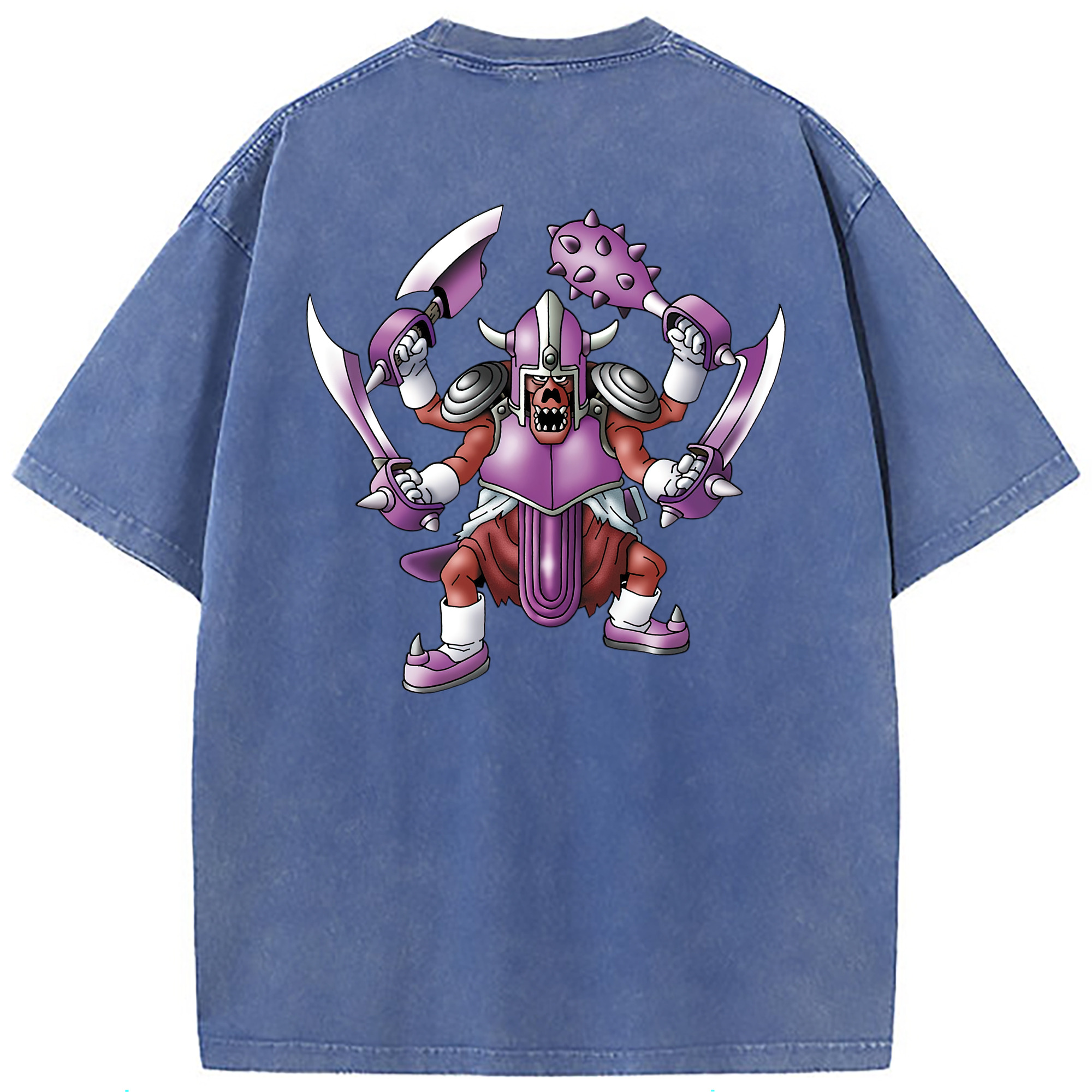 （画像用） ドラゴンクエスト Doragon Kuesuto Dragon Quest 綿100% ヴィンテージ風 半袖Tシャツ（背面プリント）