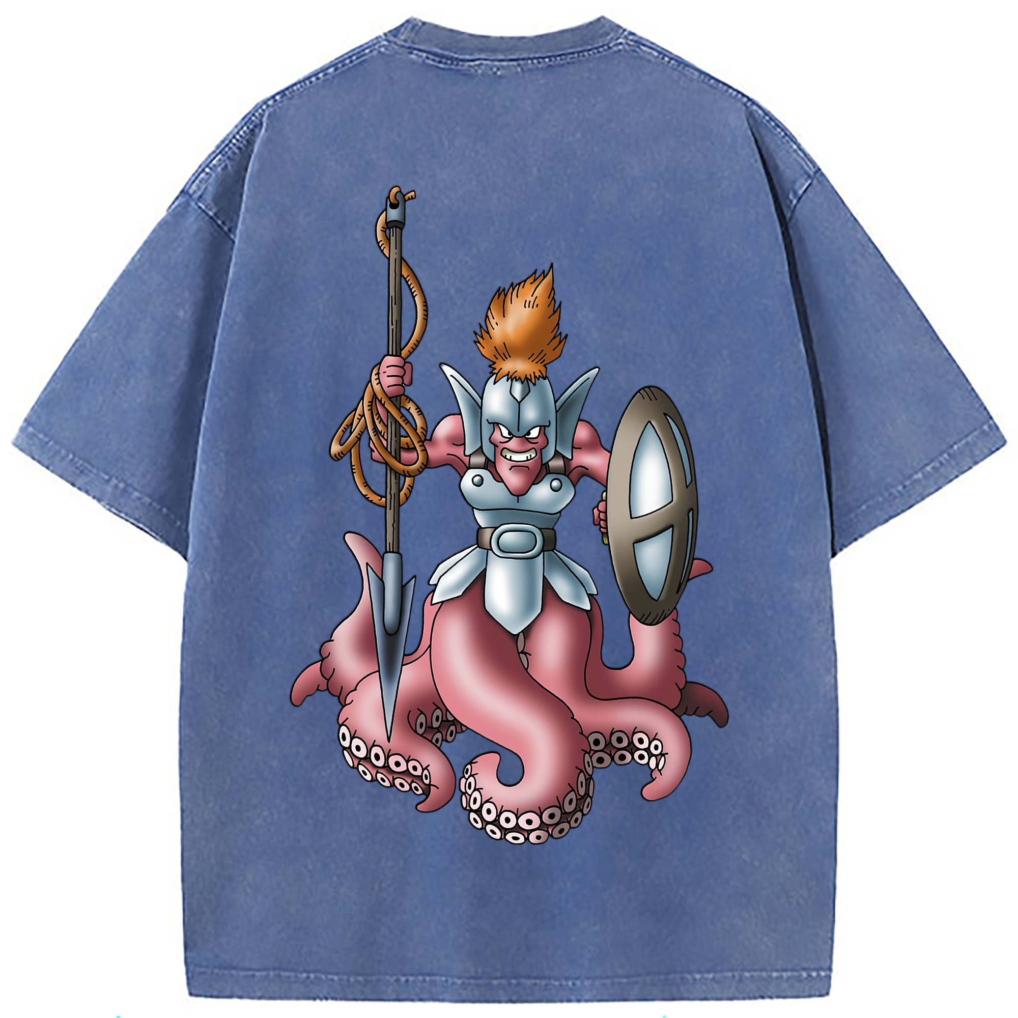 （画像用） ドラゴンクエスト Doragon Kuesuto Dragon Quest 綿100% ヴィンテージ風 半袖Tシャツ（背面プリント）