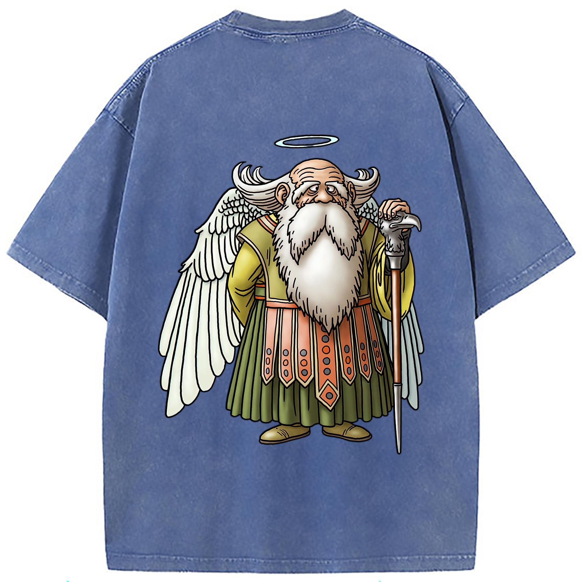（画像用） ドラゴンクエスト Doragon Kuesuto Dragon Quest 綿100% ヴィンテージ風 半袖Tシャツ（背面プリント）