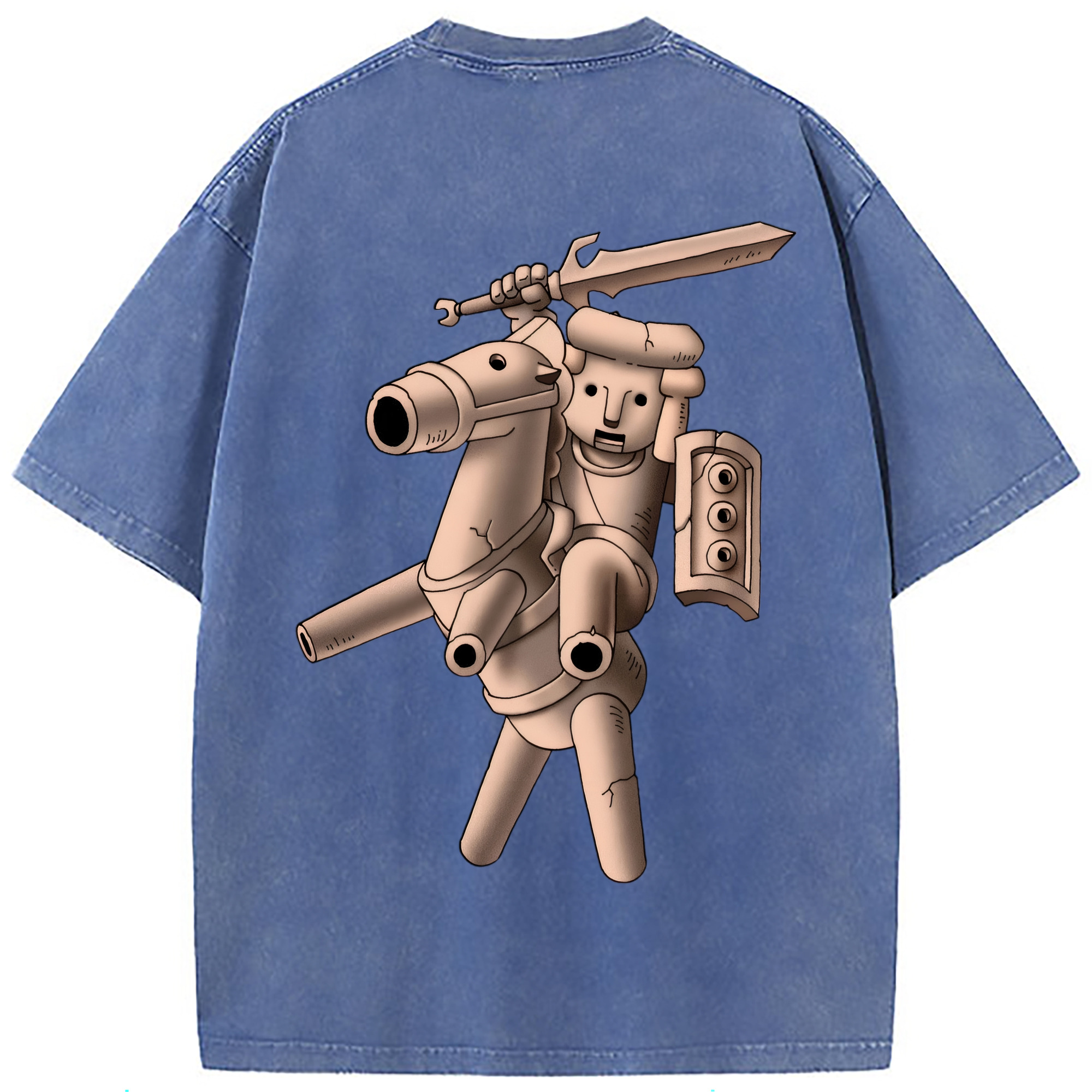 （画像用） ドラゴンクエスト Doragon Kuesuto Dragon Quest 綿100% ヴィンテージ風 半袖Tシャツ（背面プリント）