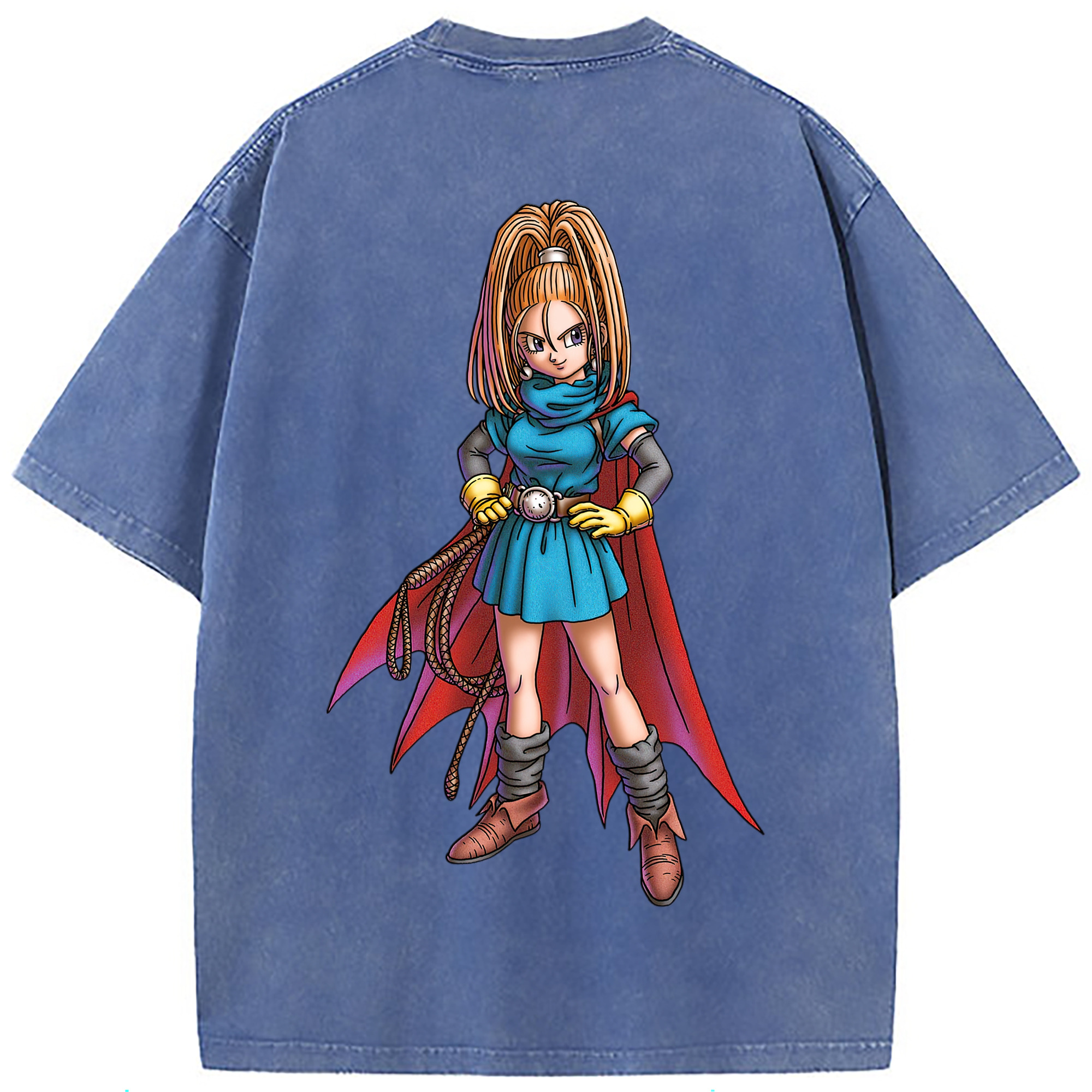 （画像用） ドラゴンクエスト Doragon Kuesuto Dragon Quest 綿100% ヴィンテージ風 半袖Tシャツ（背面プリント）