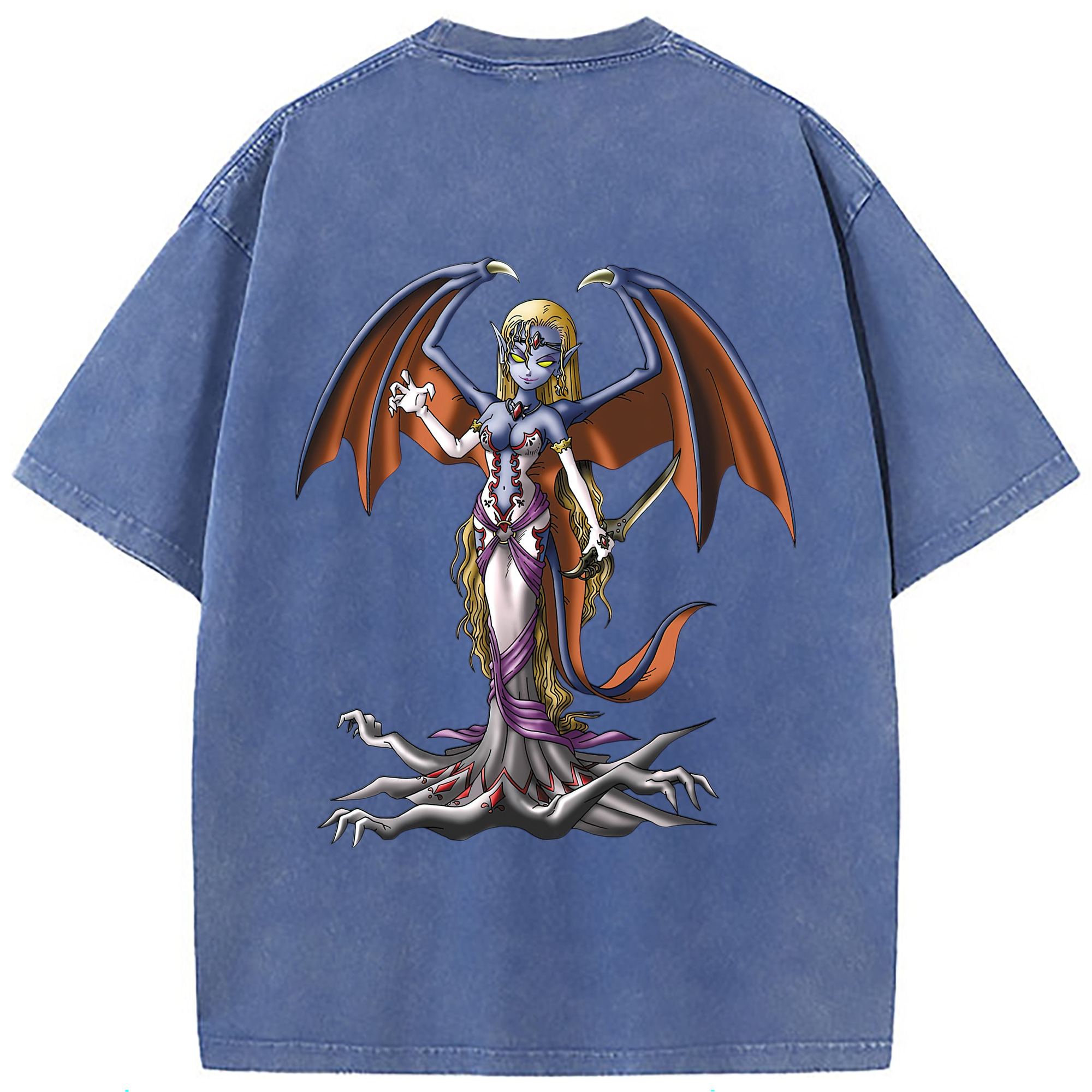 （画像用） ドラゴンクエスト Doragon Kuesuto Dragon Quest 綿100% ヴィンテージ風 半袖Tシャツ（背面プリント）