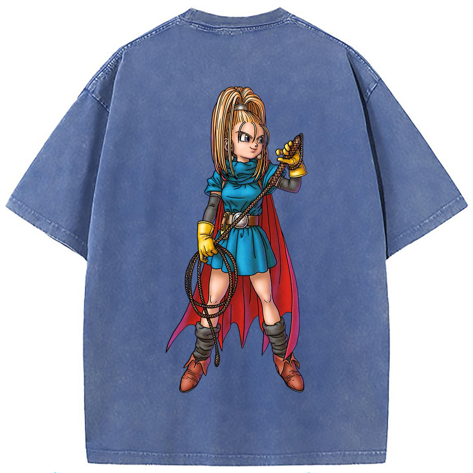 （画像用） ドラゴンクエスト Doragon Kuesuto Dragon Quest 綿100% ヴィンテージ風 半袖Tシャツ（背面プリント）