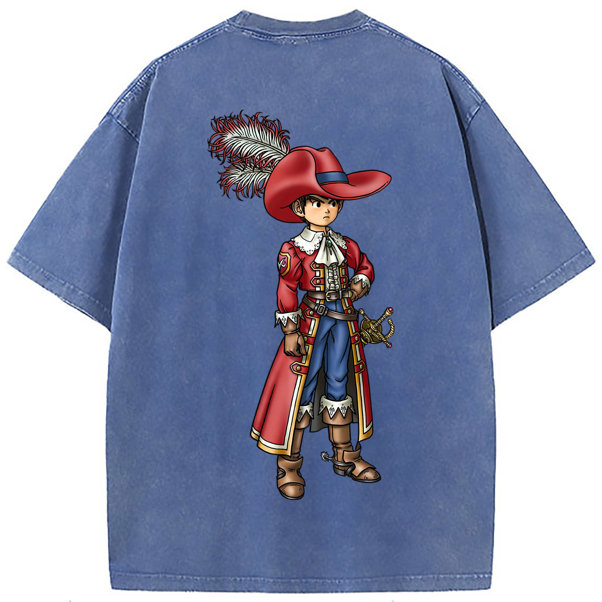 （画像用） ドラゴンクエスト Doragon Kuesuto Dragon Quest 綿100% ヴィンテージ風 半袖Tシャツ（背面プリント）