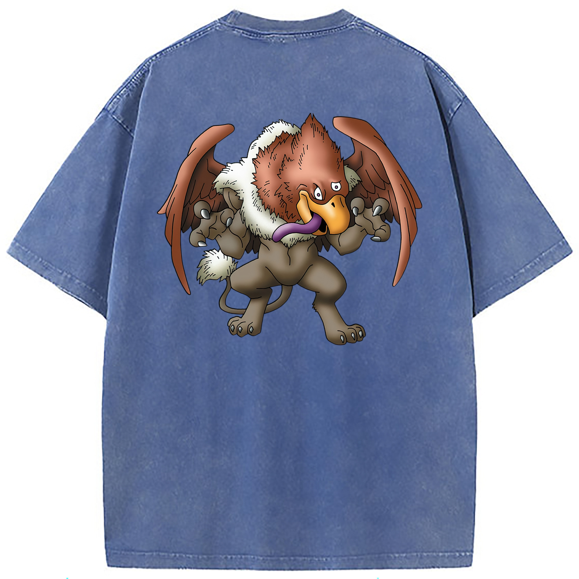 （画像用） ドラゴンクエスト Doragon Kuesuto Dragon Quest 綿100% ヴィンテージ風 半袖Tシャツ（背面プリント）