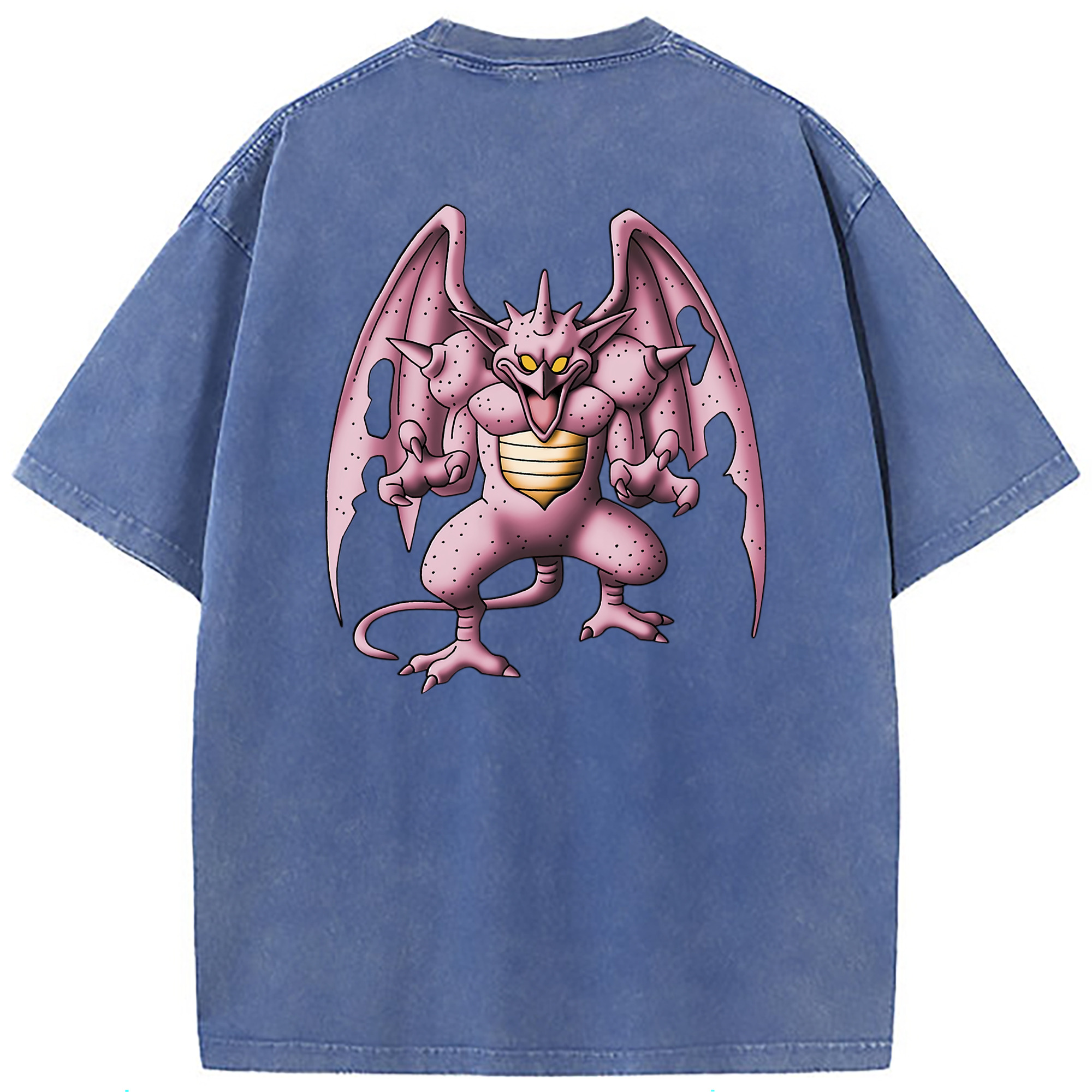 （画像用） ドラゴンクエスト Doragon Kuesuto Dragon Quest 綿100% ヴィンテージ風 半袖Tシャツ（背面プリント）