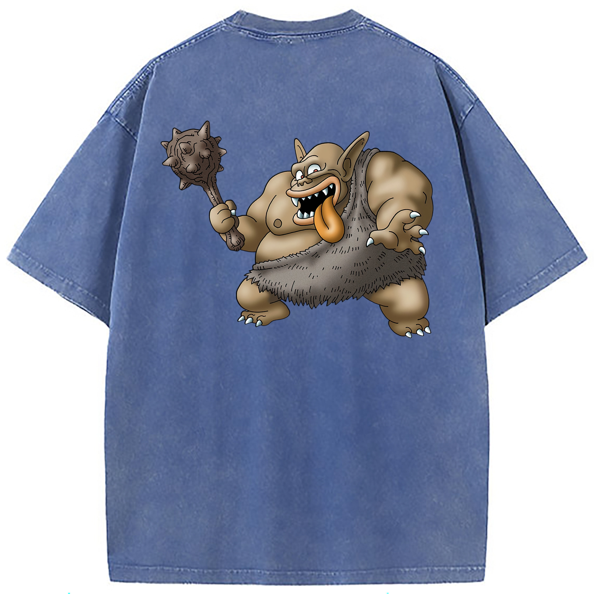 （画像用） ドラゴンクエスト Doragon Kuesuto Dragon Quest 綿100% ヴィンテージ風 半袖Tシャツ（背面プリント）