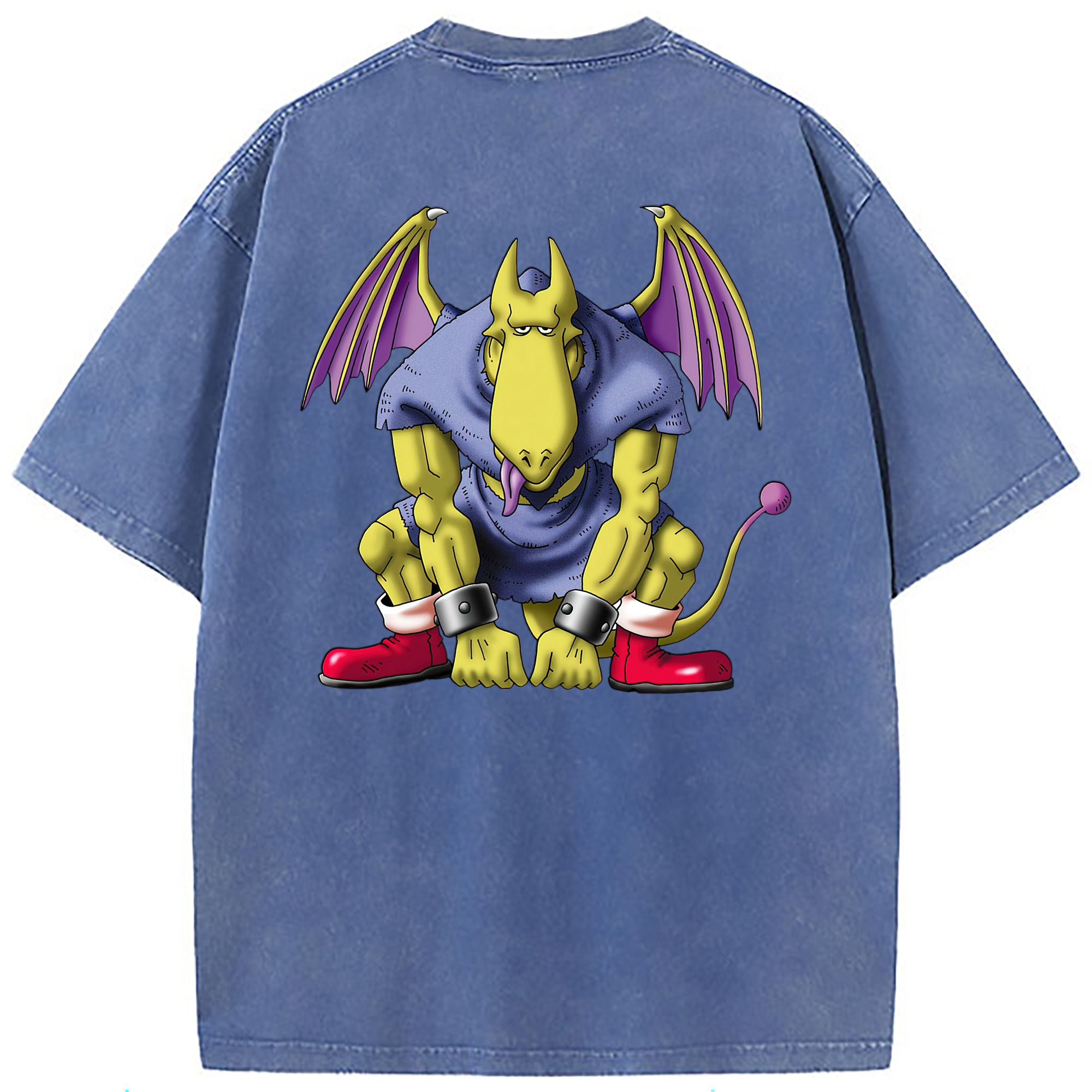 （画像用） ドラゴンクエスト Doragon Kuesuto Dragon Quest 綿100% ヴィンテージ風 半袖Tシャツ（背面プリント）