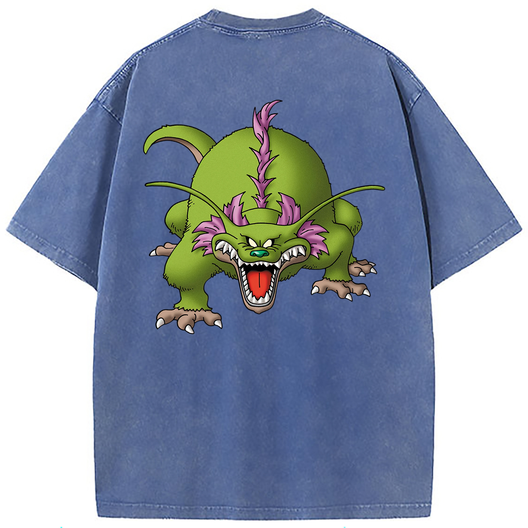 （画像用） ドラゴンクエスト Doragon Kuesuto Dragon Quest 綿100% ヴィンテージ風 半袖Tシャツ（背面プリント）