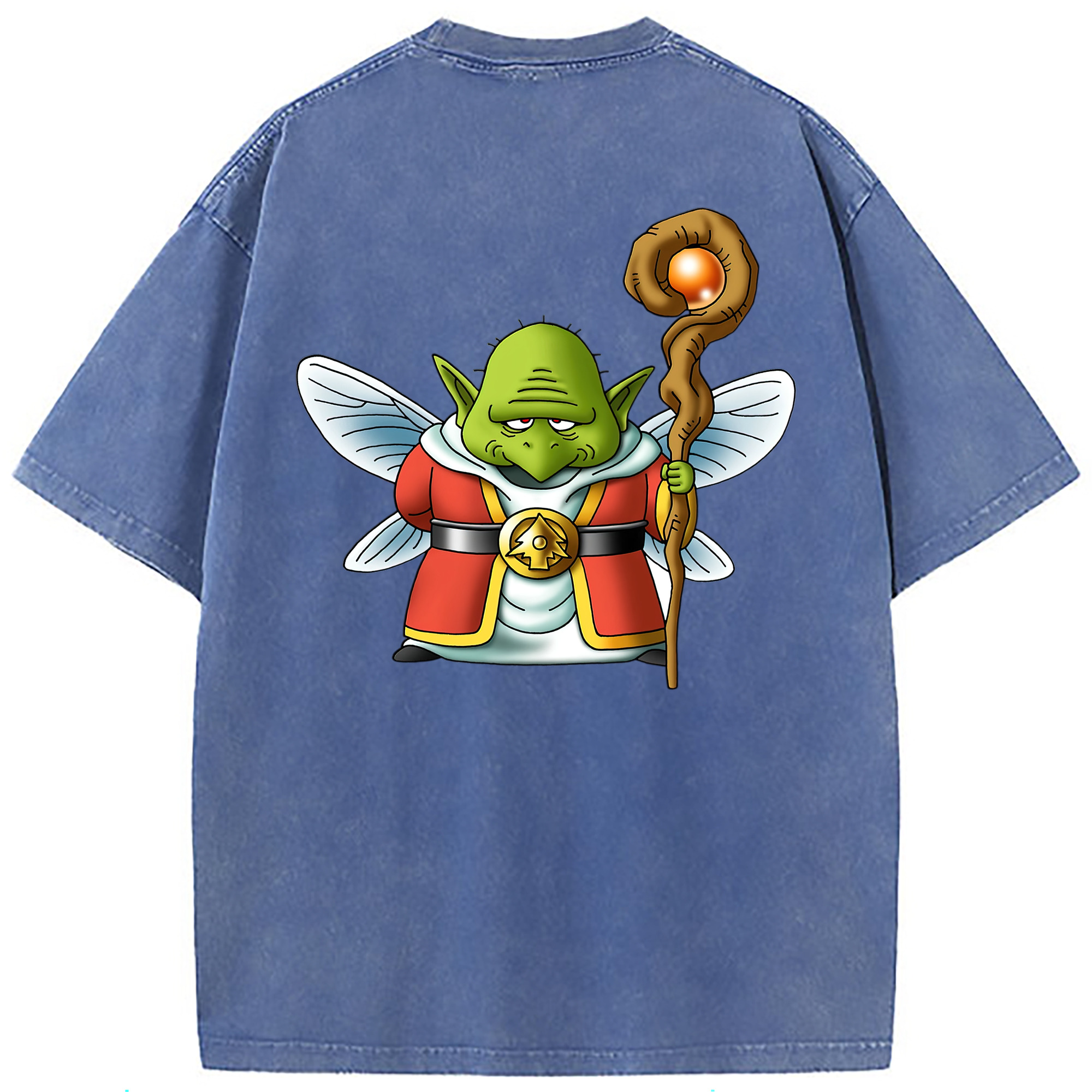 （画像用） ドラゴンクエスト Doragon Kuesuto Dragon Quest 綿100% ヴィンテージ風 半袖Tシャツ（背面プリント）