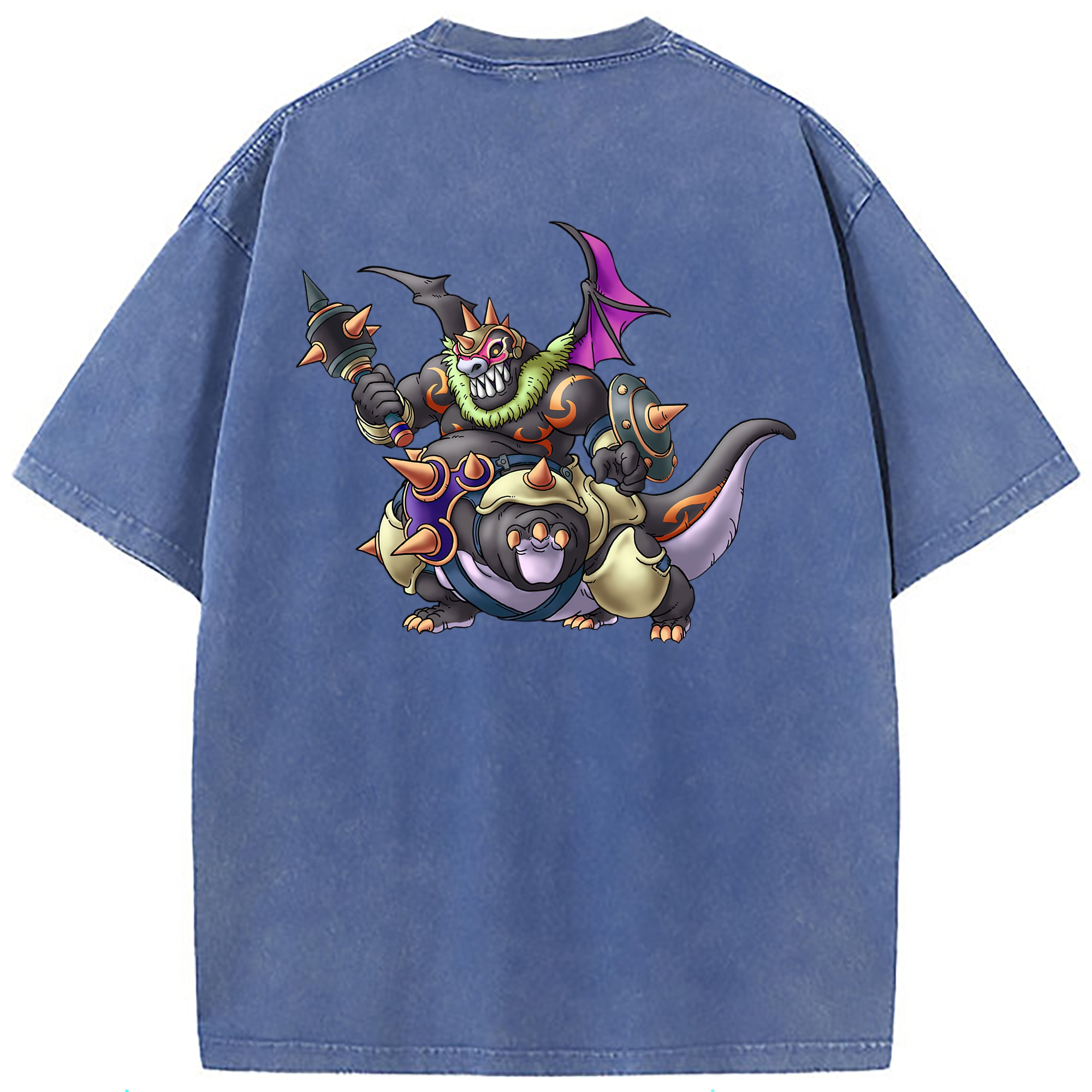 （画像用） ドラゴンクエスト Doragon Kuesuto Dragon Quest 綿100% ヴィンテージ風 半袖Tシャツ（背面プリント）