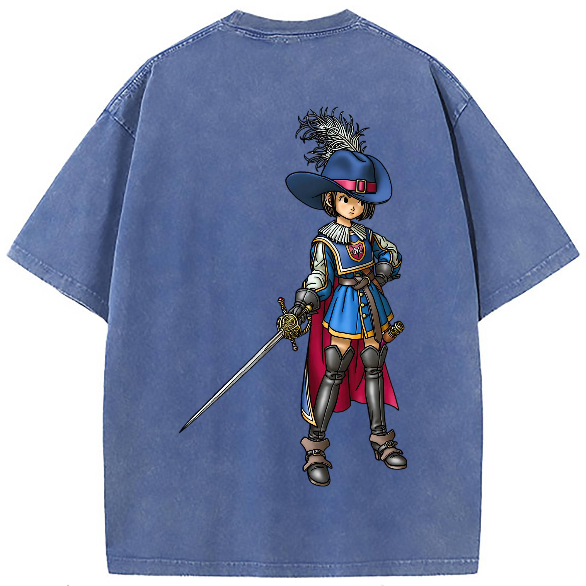 （画像用） ドラゴンクエスト Doragon Kuesuto Dragon Quest 綿100% ヴィンテージ風 半袖Tシャツ（背面プリント）