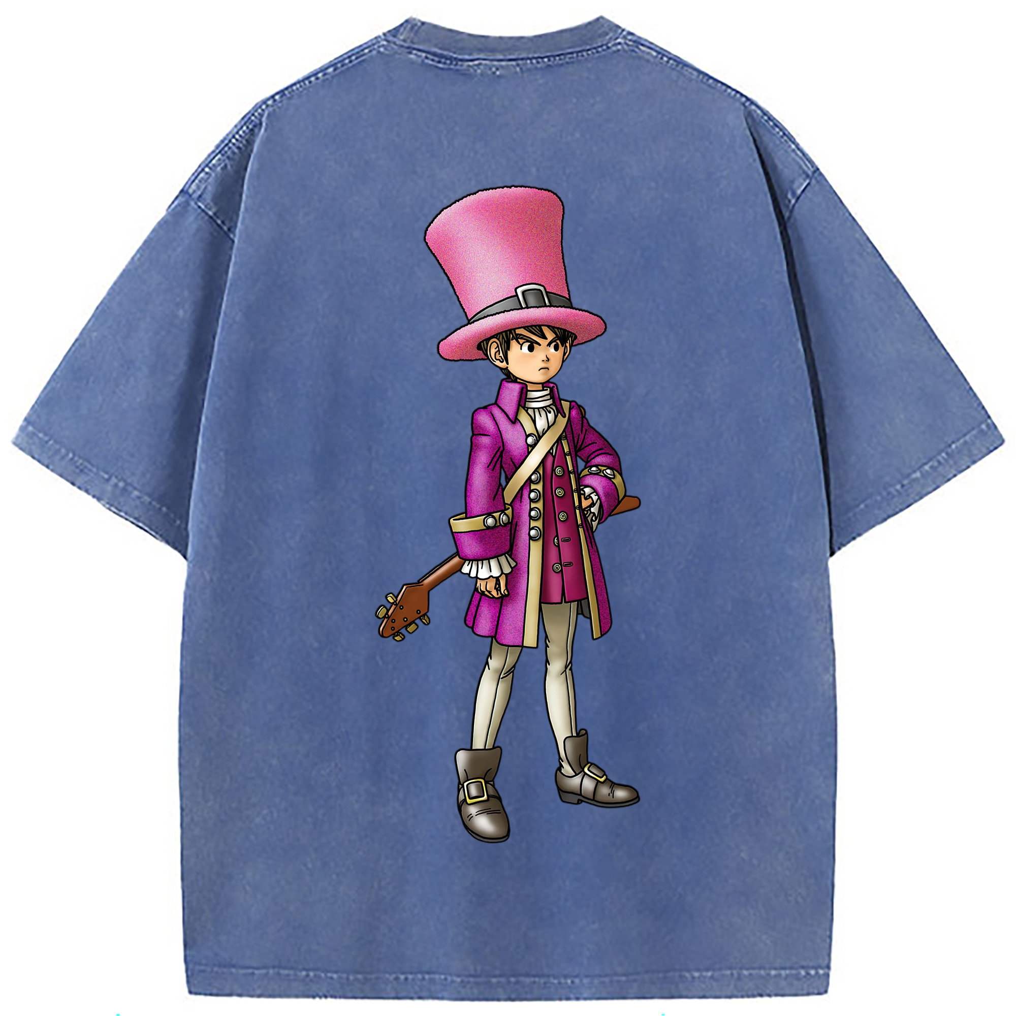 （画像用） ドラゴンクエスト Doragon Kuesuto Dragon Quest 綿100% ヴィンテージ風 半袖Tシャツ（背面プリント）