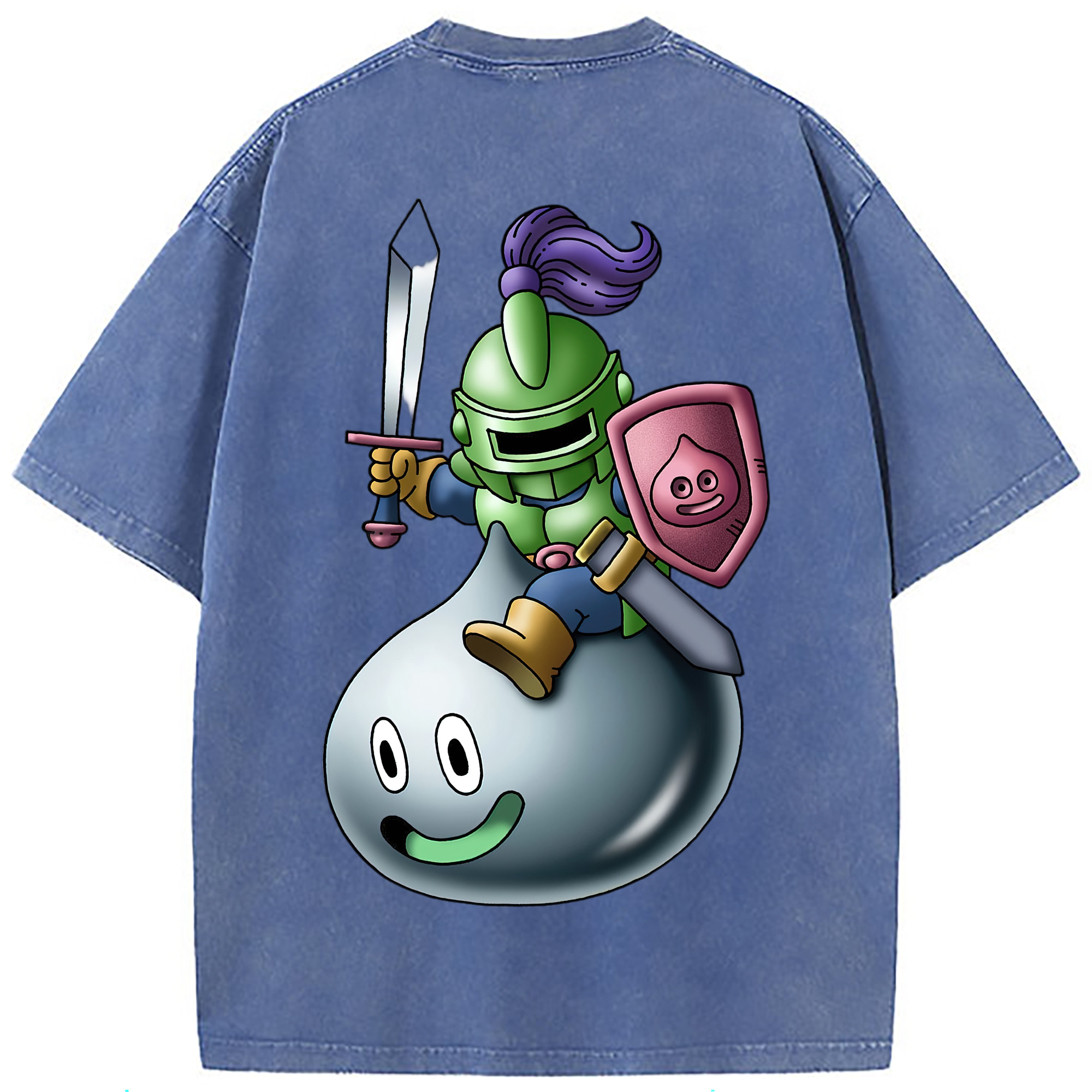 （画像用） ドラゴンクエスト Doragon Kuesuto Dragon Quest 綿100% ヴィンテージ風 半袖Tシャツ（背面プリント）