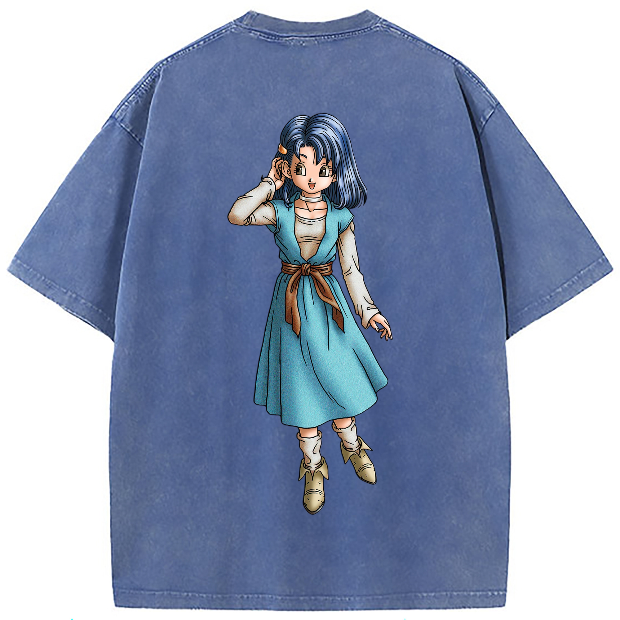 （画像用） ドラゴンクエスト Doragon Kuesuto Dragon Quest 綿100% ヴィンテージ風 半袖Tシャツ（背面プリント）