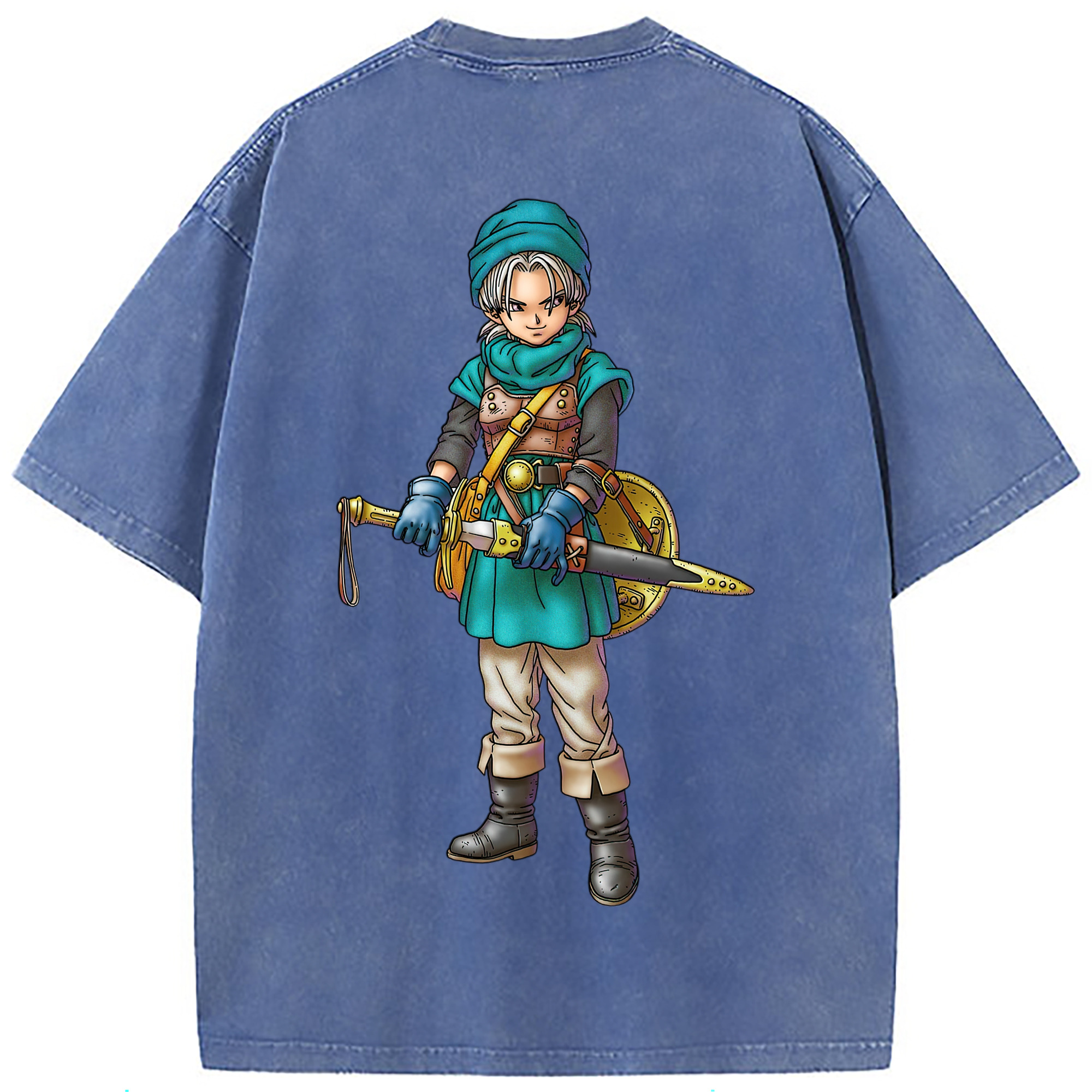 （画像用） ドラゴンクエスト Doragon Kuesuto Dragon Quest 綿100% ヴィンテージ風 半袖Tシャツ（背面プリント）