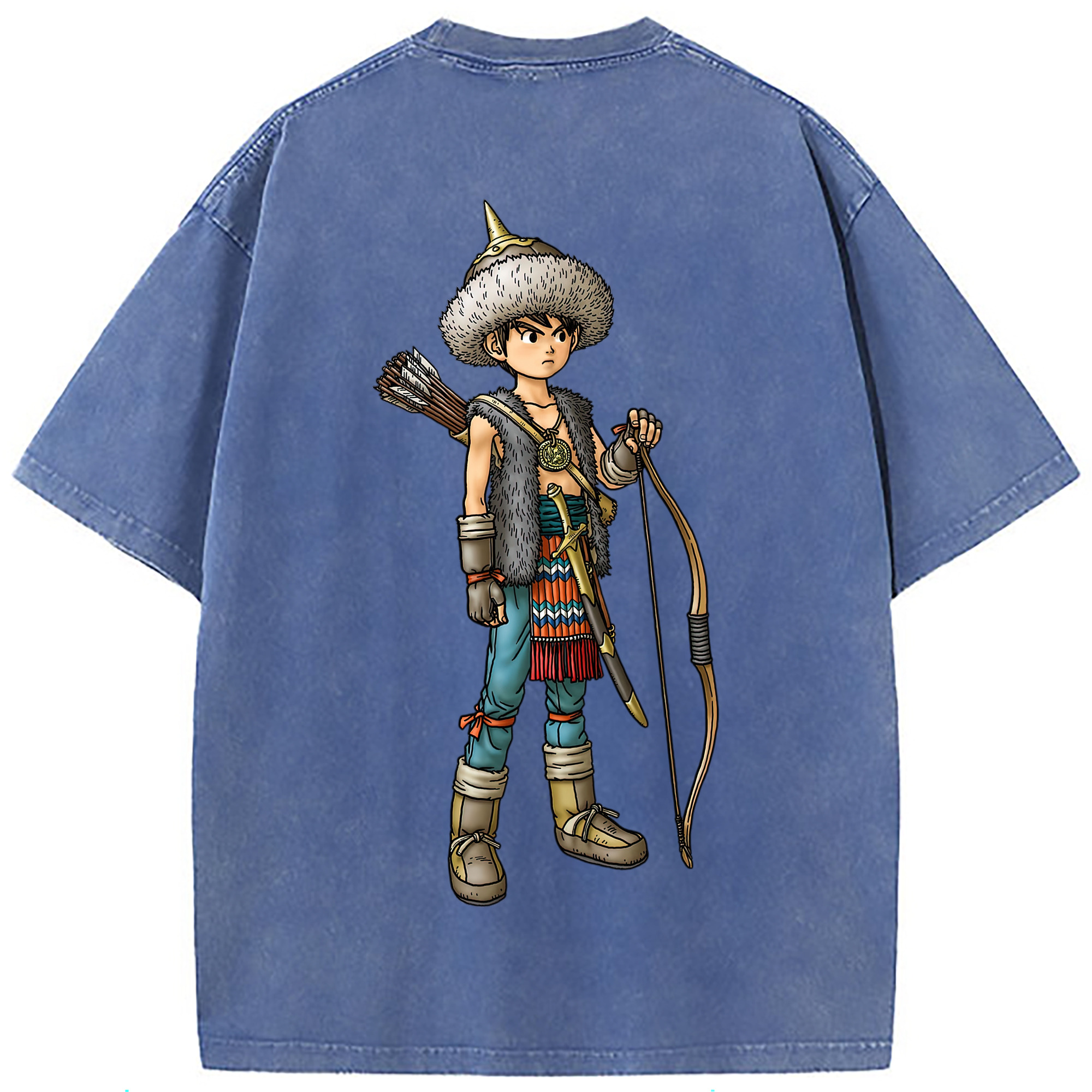 （画像用） ドラゴンクエスト Doragon Kuesuto Dragon Quest 綿100% ヴィンテージ風 半袖Tシャツ（背面プリント）