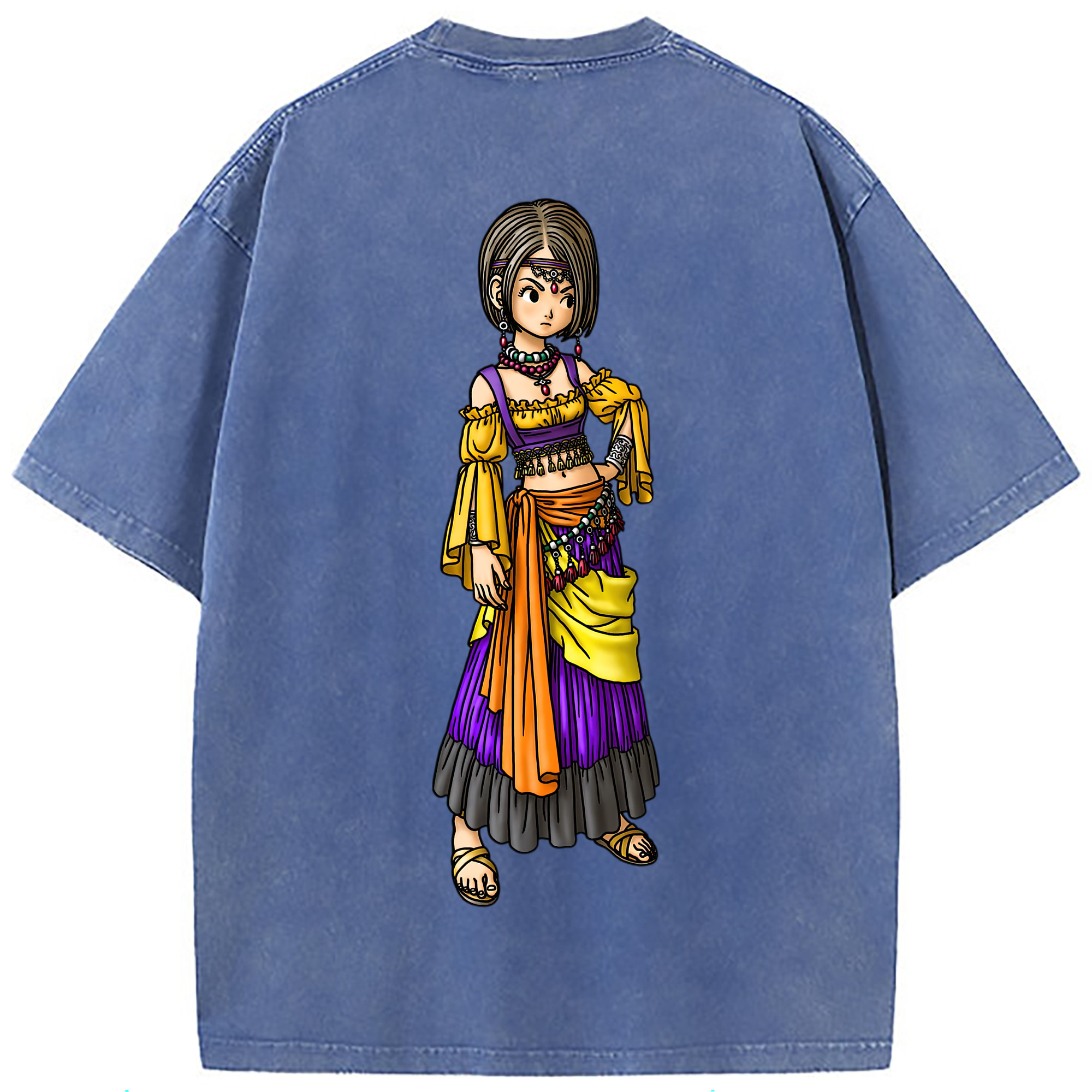 （画像用） ドラゴンクエスト Doragon Kuesuto Dragon Quest 綿100% ヴィンテージ風 半袖Tシャツ（背面プリント）