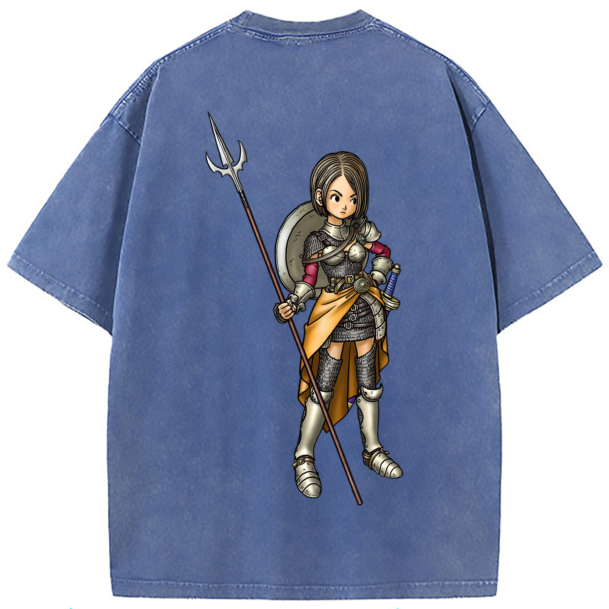（画像用） ドラゴンクエスト Doragon Kuesuto Dragon Quest 綿100% ヴィンテージ風 半袖Tシャツ（背面プリント）