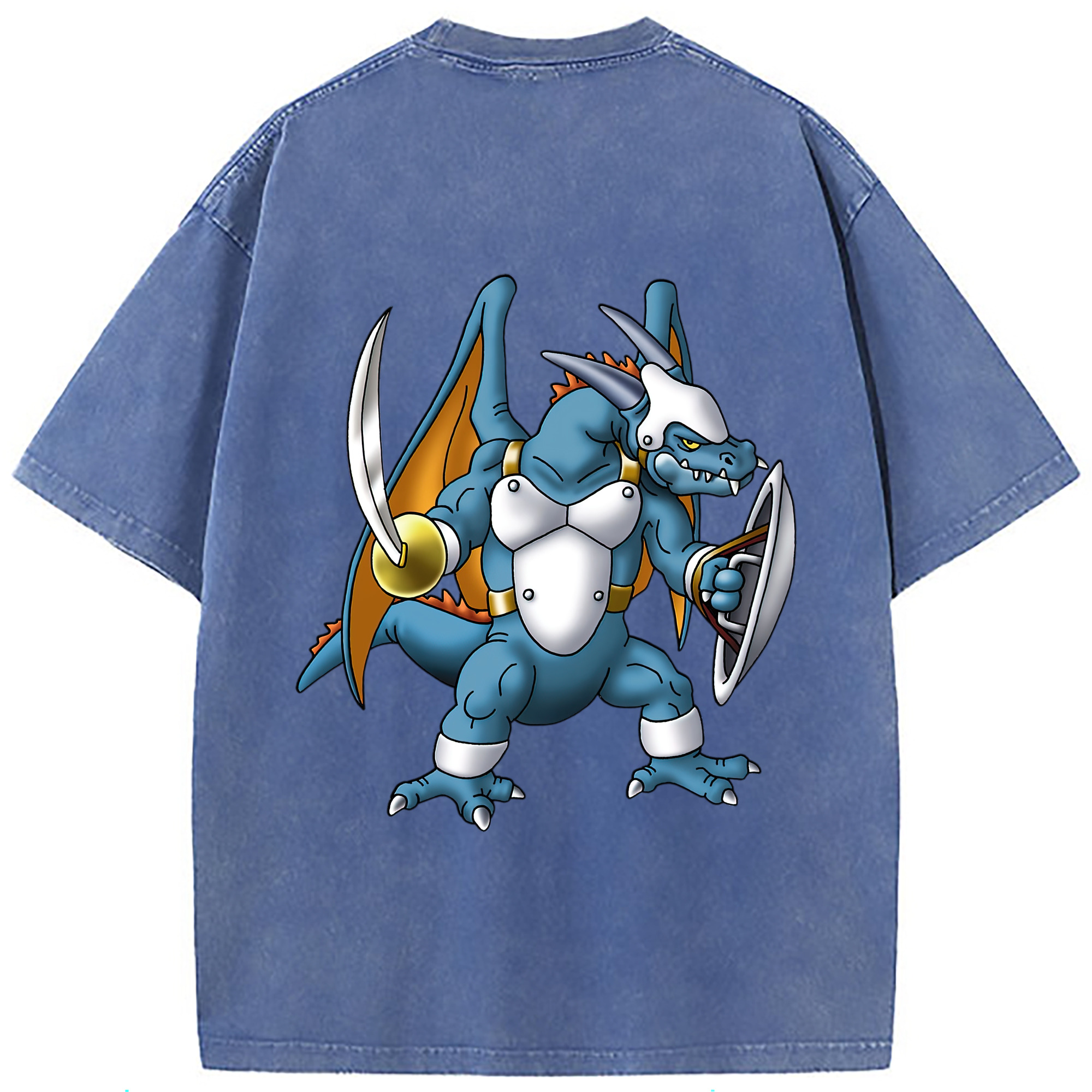 （画像用） ドラゴンクエスト Doragon Kuesuto Dragon Quest 綿100% ヴィンテージ風 半袖Tシャツ（背面プリント）