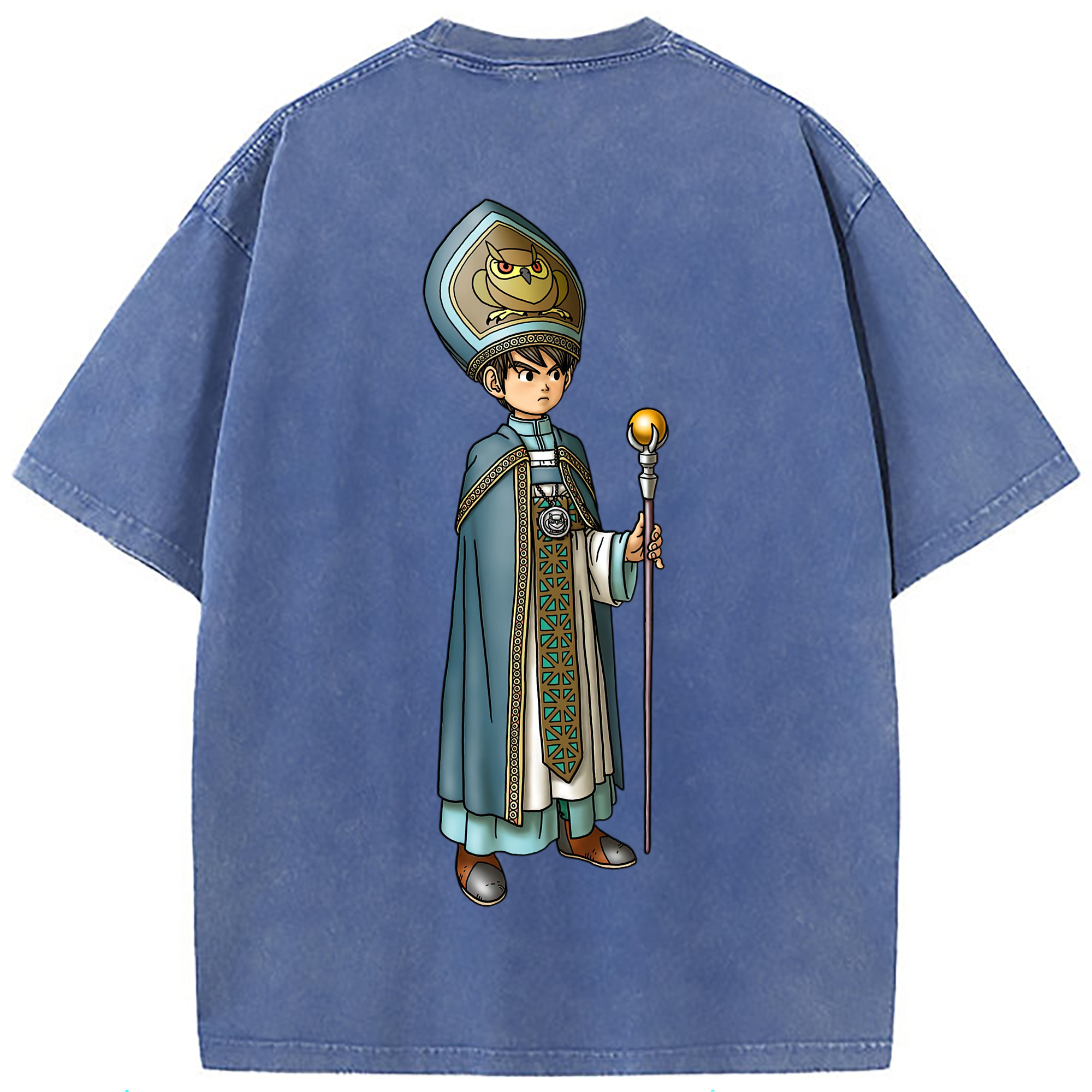 （画像用） ドラゴンクエスト Doragon Kuesuto Dragon Quest 綿100% ヴィンテージ風 半袖Tシャツ（背面プリント）