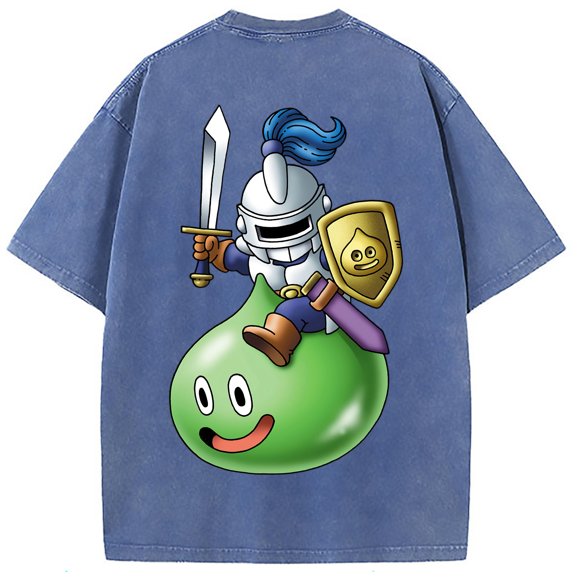 （画像用） ドラゴンクエスト Doragon Kuesuto Dragon Quest 綿100% ヴィンテージ風 半袖Tシャツ（背面プリント）