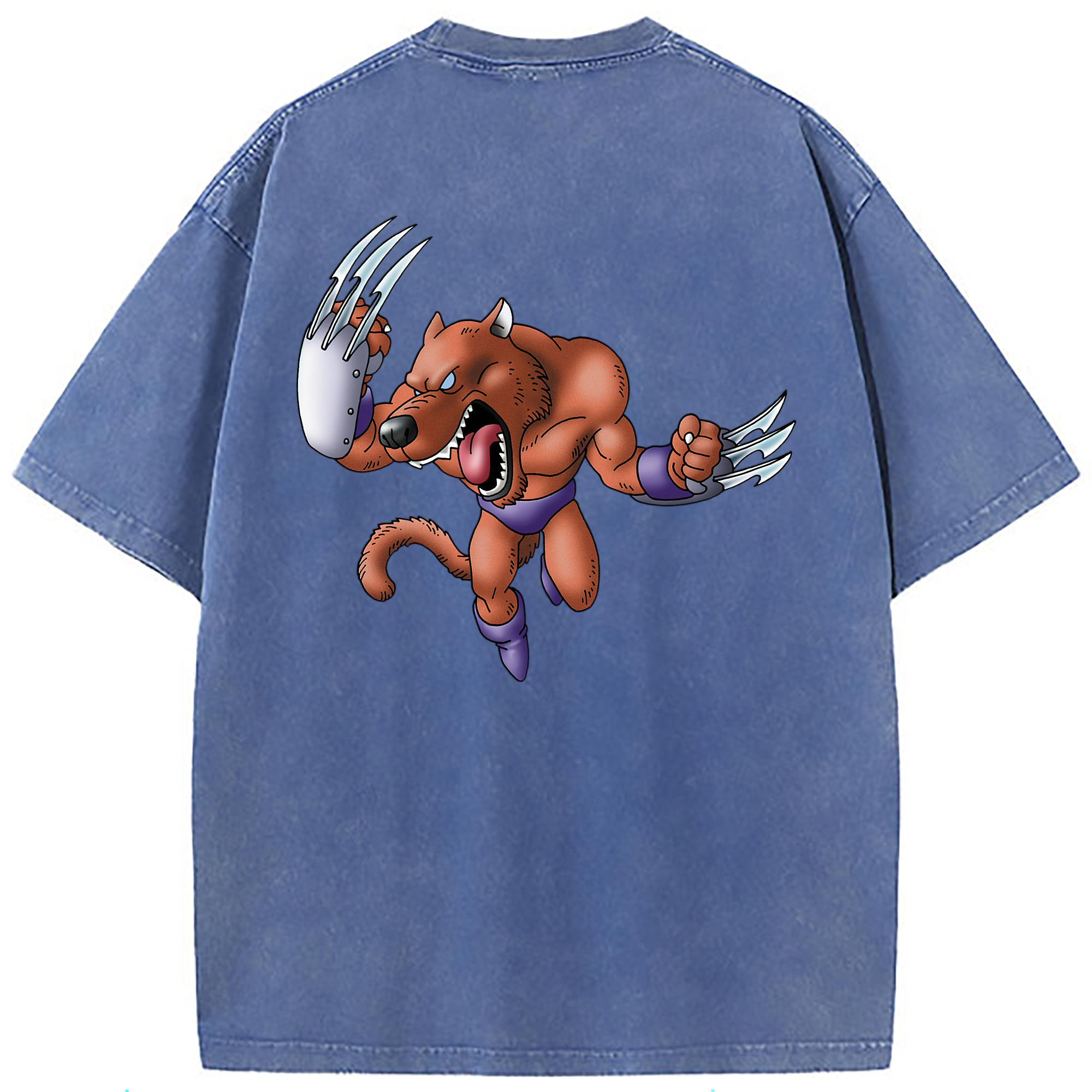 （画像用） ドラゴンクエスト Doragon Kuesuto Dragon Quest 綿100% ヴィンテージ風 半袖Tシャツ（背面プリント）