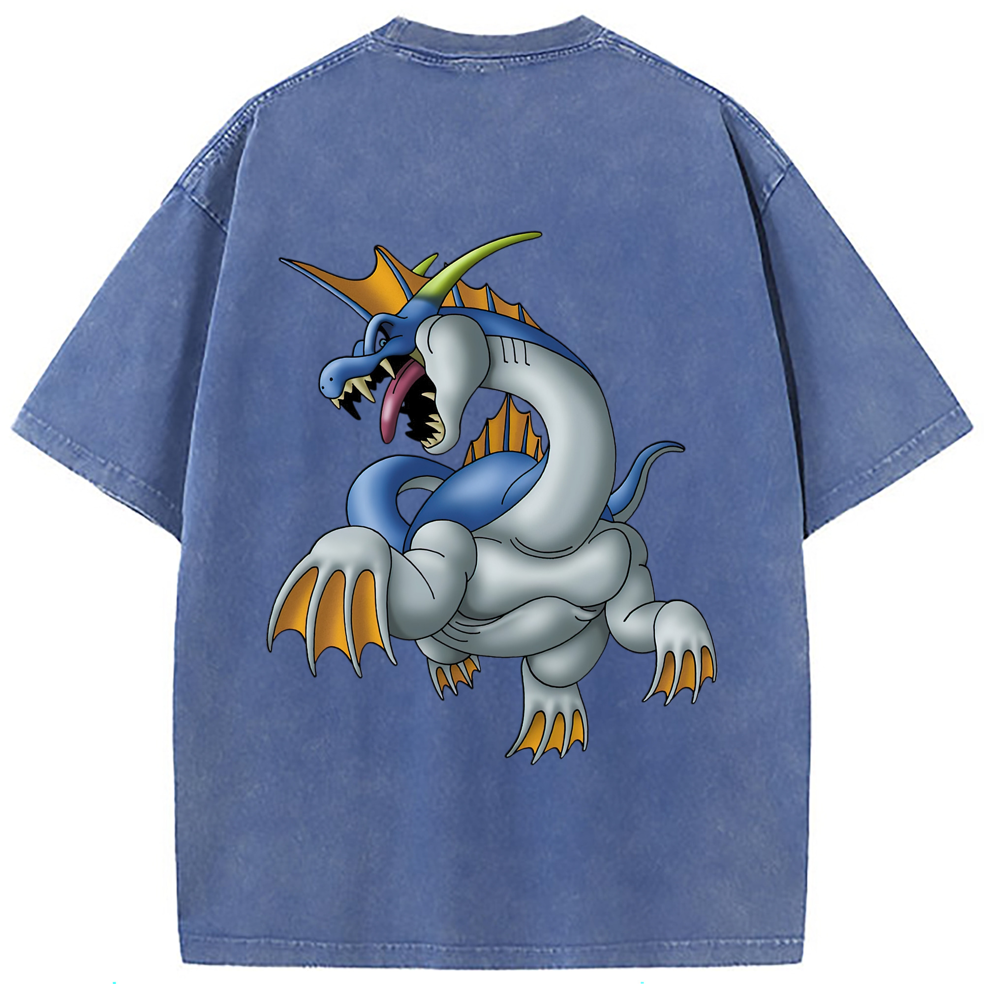 （画像用） ドラゴンクエスト Doragon Kuesuto Dragon Quest 綿100% ヴィンテージ風 半袖Tシャツ（背面プリント）