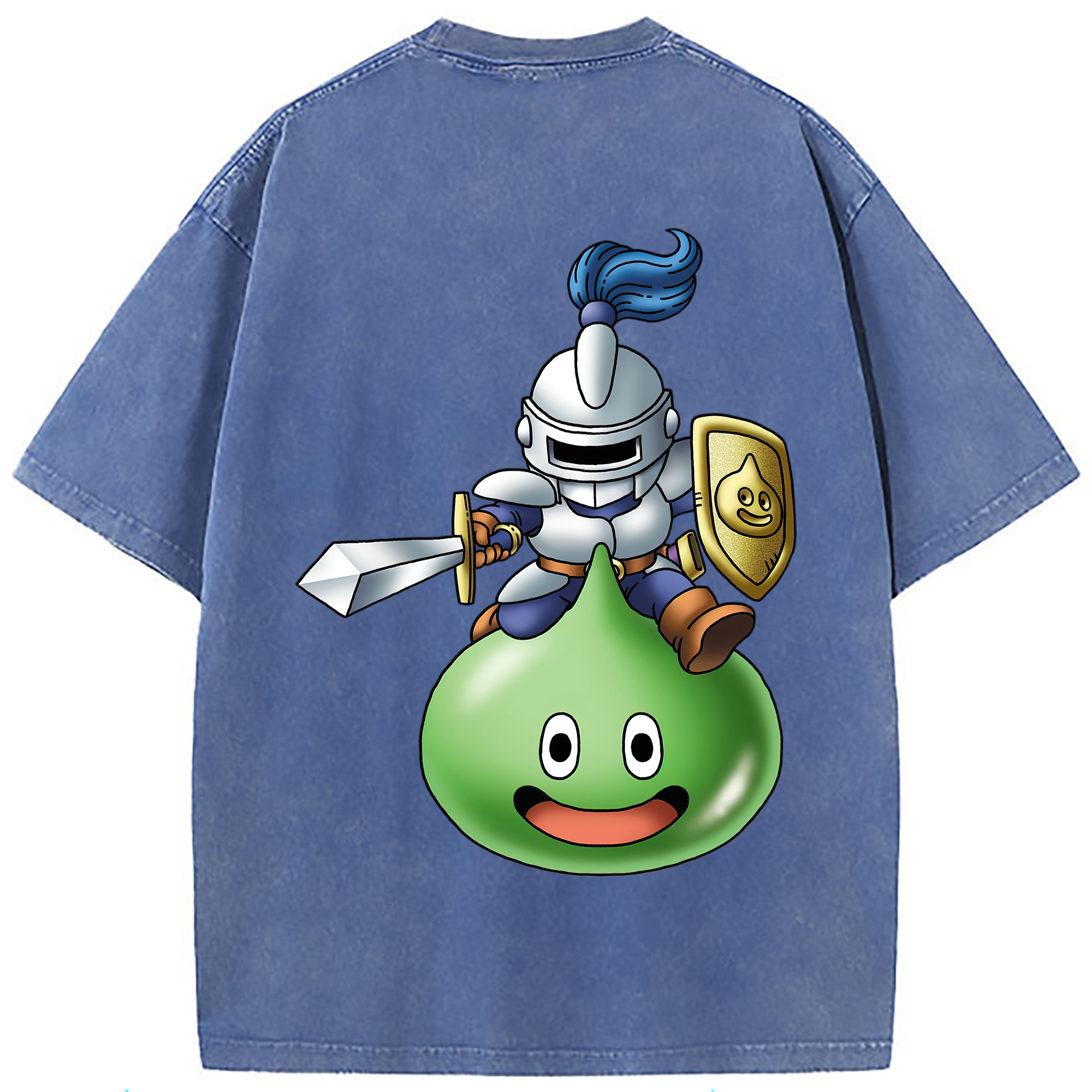 （画像用） ドラゴンクエスト Doragon Kuesuto Dragon Quest 綿100% ヴィンテージ風 半袖Tシャツ（背面プリント）