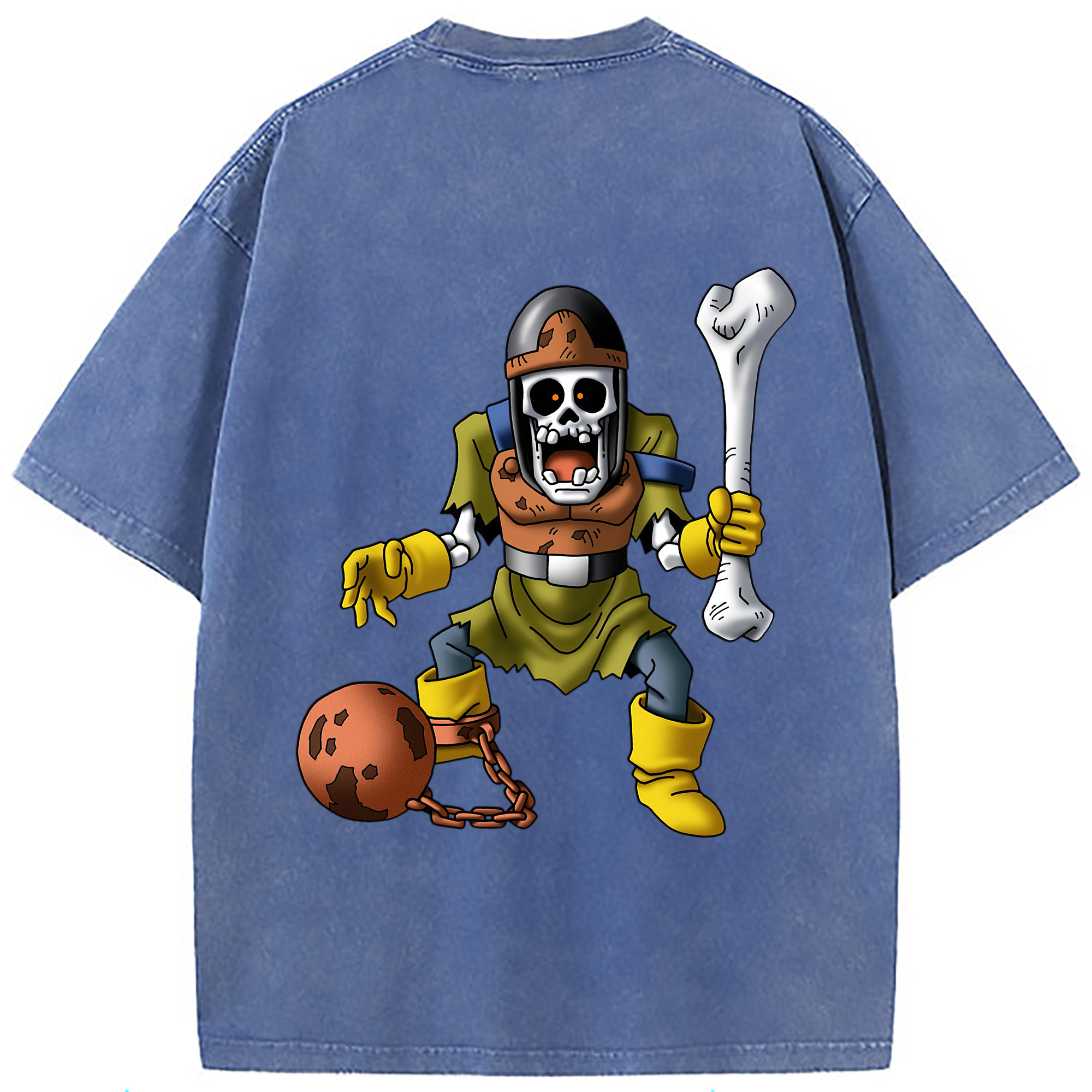 （画像用） ドラゴンクエスト Doragon Kuesuto Dragon Quest 綿100% ヴィンテージ風 半袖Tシャツ（背面プリント）
