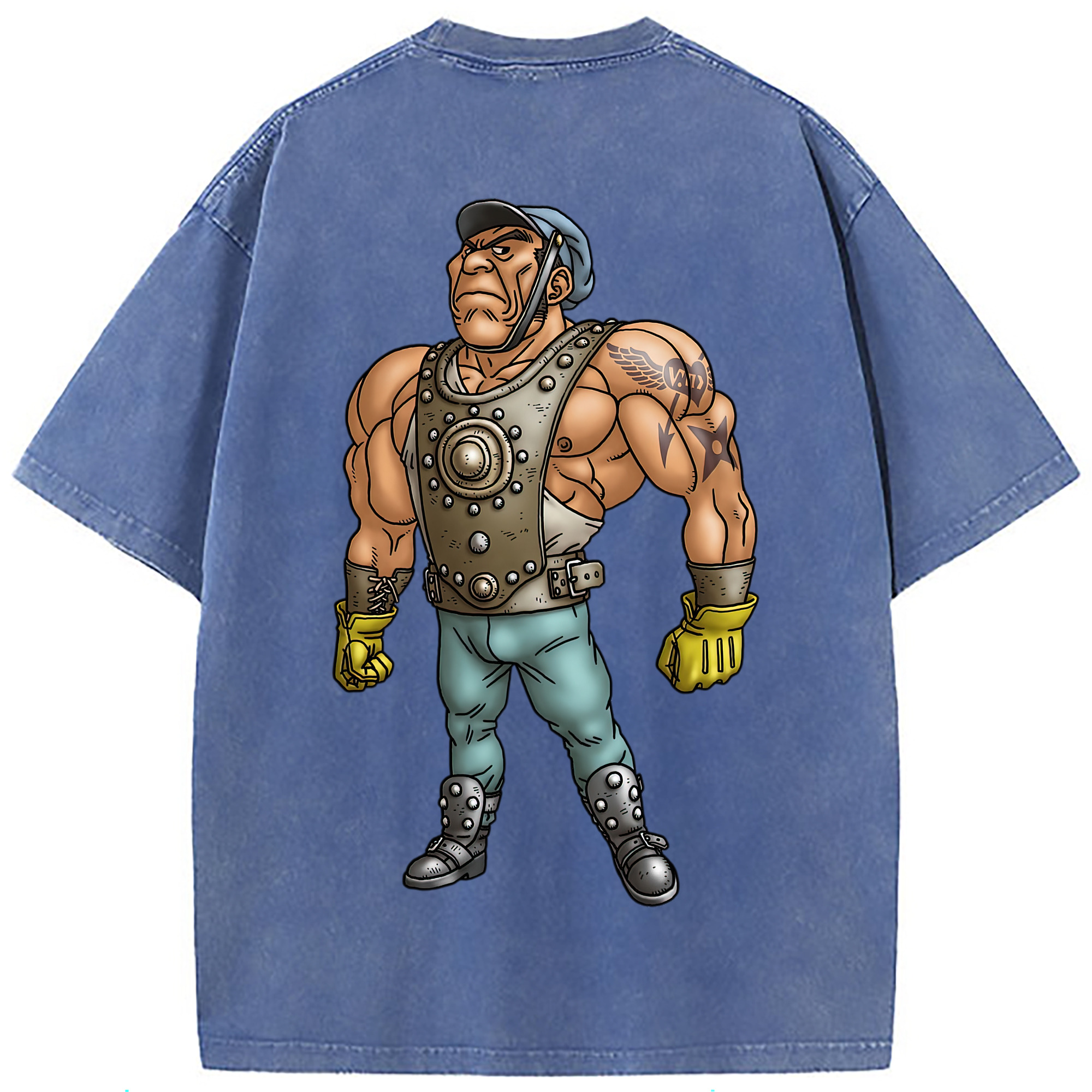 （画像用） ドラゴンクエスト Doragon Kuesuto Dragon Quest 綿100% ヴィンテージ風 半袖Tシャツ（背面プリント）