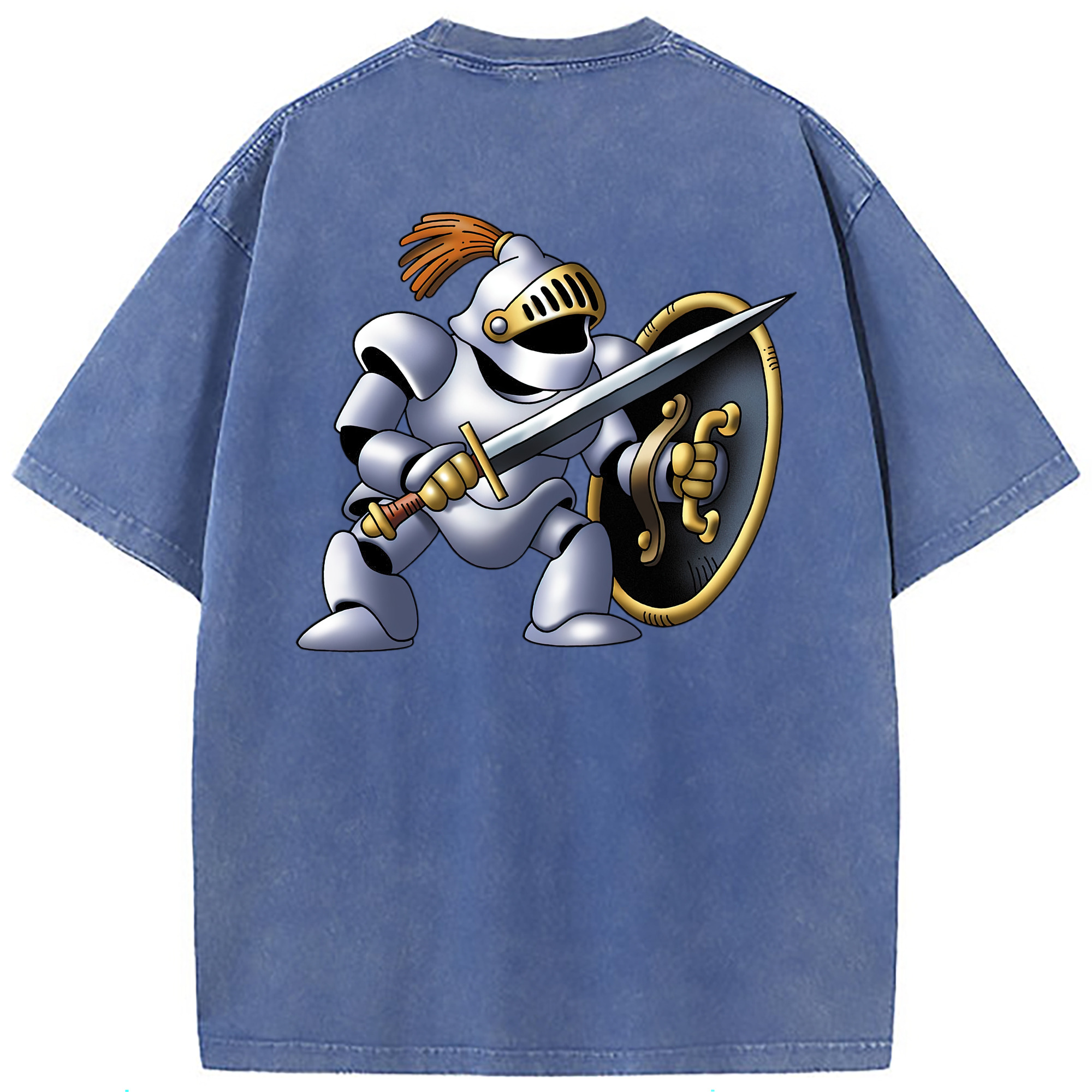 （画像用） ドラゴンクエスト Doragon Kuesuto Dragon Quest 綿100% ヴィンテージ風 半袖Tシャツ（背面プリント）