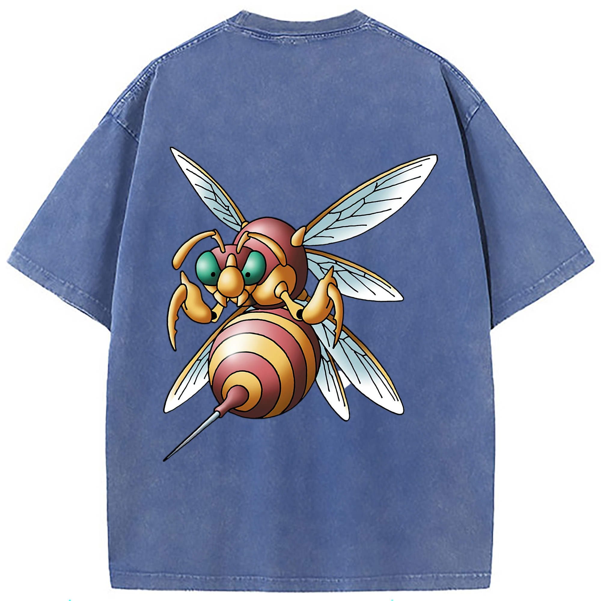 （画像用） ドラゴンクエスト Doragon Kuesuto Dragon Quest 綿100% ヴィンテージ風 半袖Tシャツ（背面プリント）