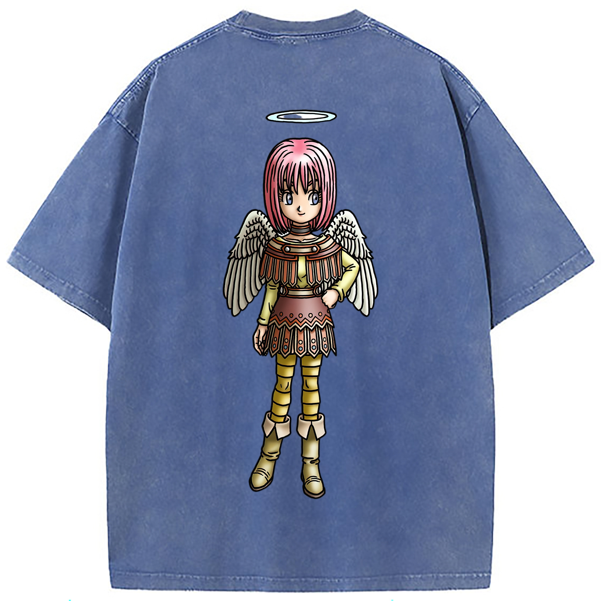 （画像用） ドラゴンクエスト Doragon Kuesuto Dragon Quest 綿100% ヴィンテージ風 半袖Tシャツ（背面プリント）