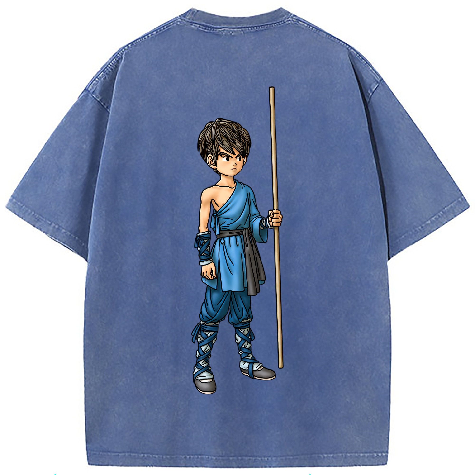 （画像用） ドラゴンクエスト Doragon Kuesuto Dragon Quest 綿100% ヴィンテージ風 半袖Tシャツ（背面プリント）