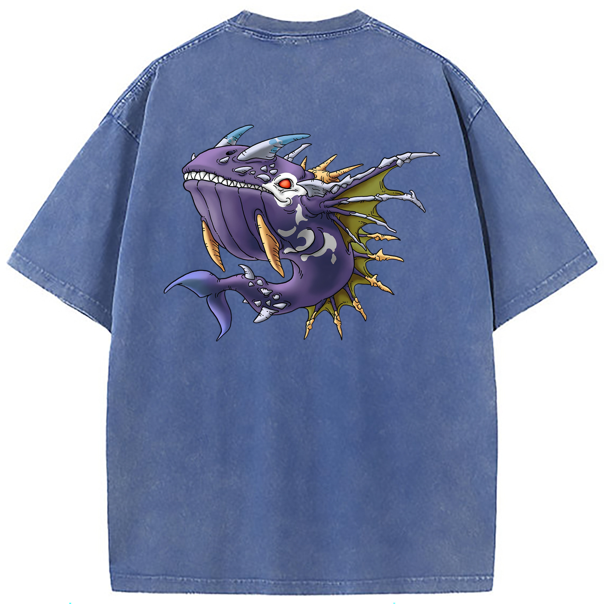 （画像用） ドラゴンクエスト Doragon Kuesuto Dragon Quest 綿100% ヴィンテージ風 半袖Tシャツ（背面プリント）
