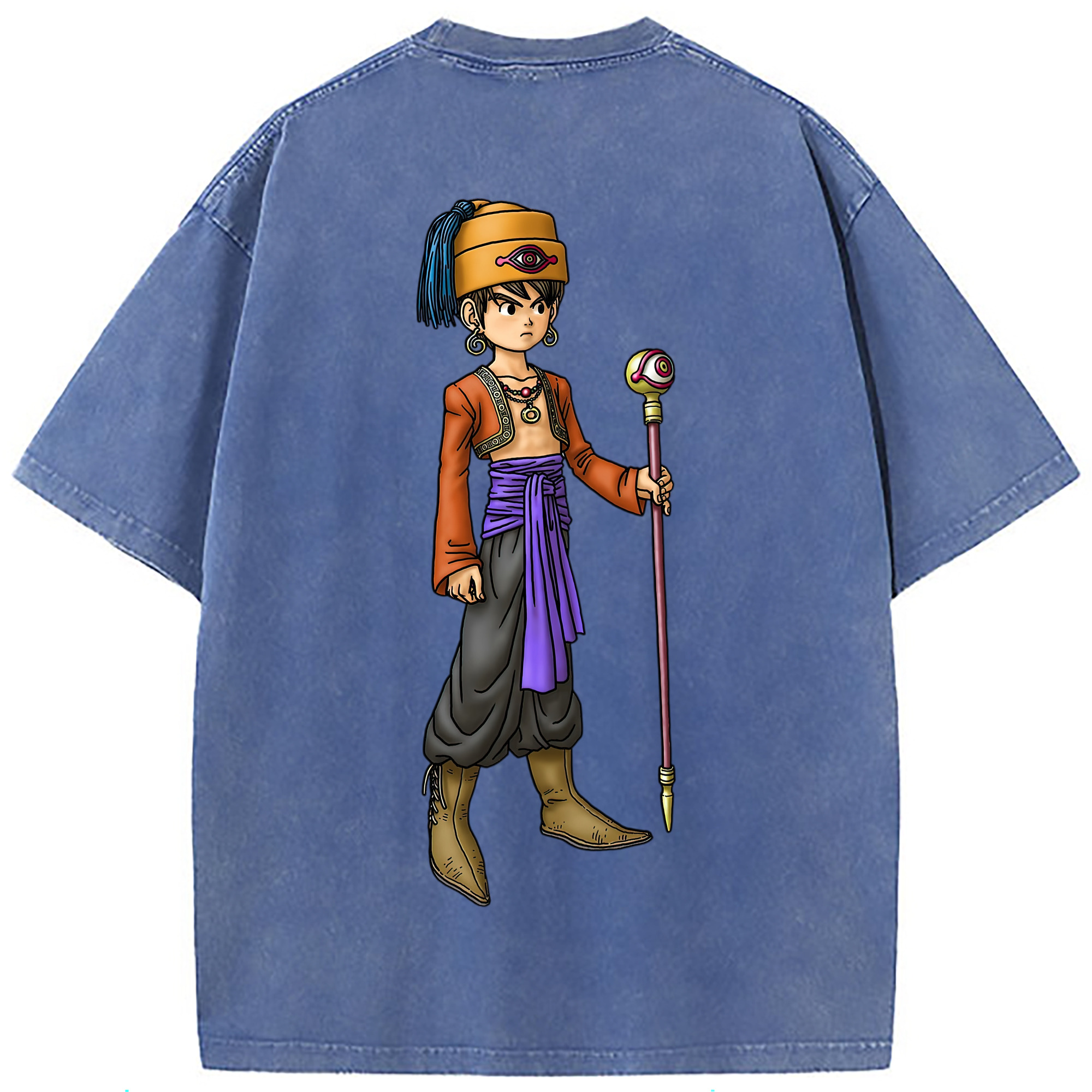（画像用） ドラゴンクエスト Doragon Kuesuto Dragon Quest 綿100% ヴィンテージ風 半袖Tシャツ（背面プリント）