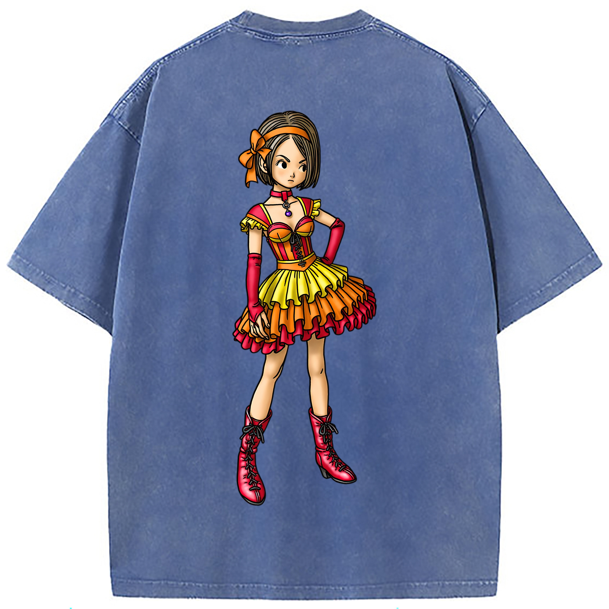（画像用） ドラゴンクエスト Doragon Kuesuto Dragon Quest 綿100% ヴィンテージ風 半袖Tシャツ（背面プリント）