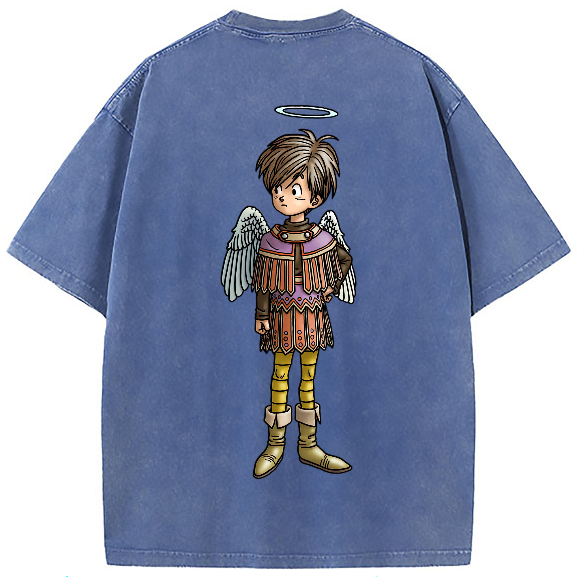 （画像用） ドラゴンクエスト Doragon Kuesuto Dragon Quest 綿100% ヴィンテージ風 半袖Tシャツ（背面プリント）