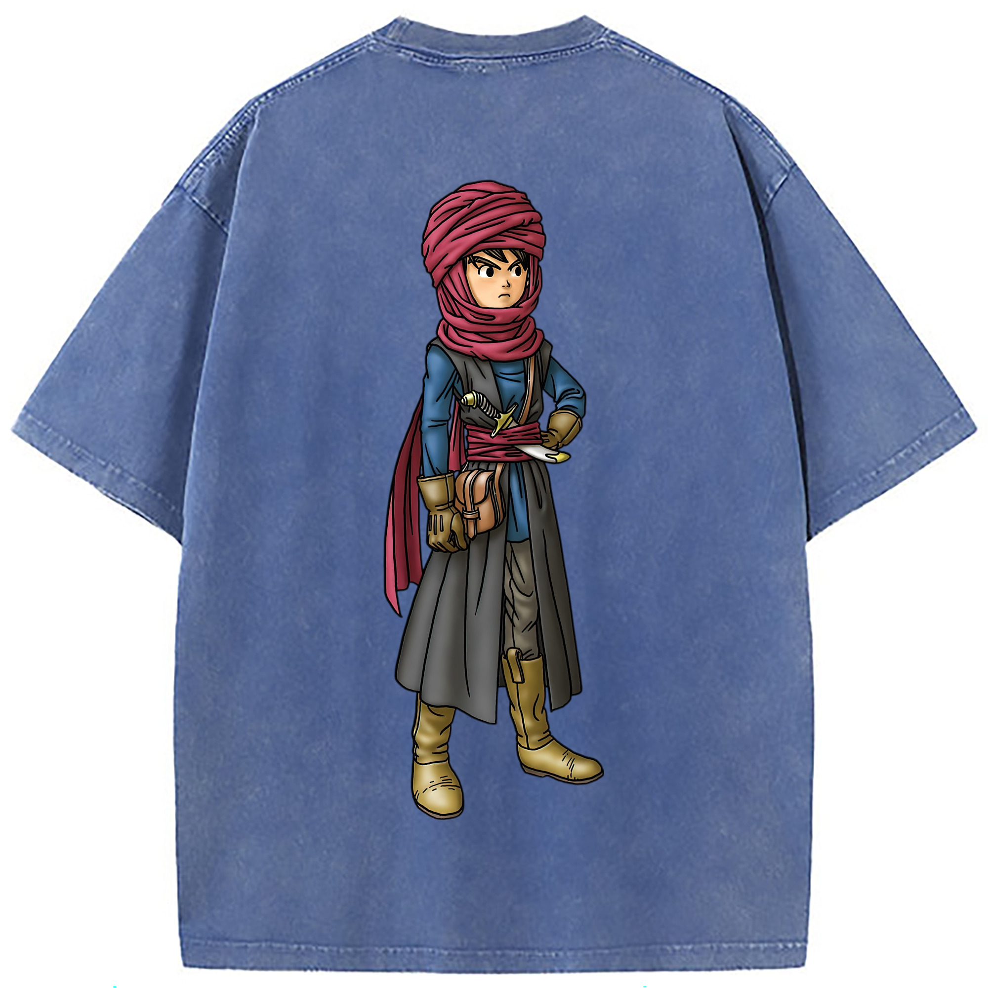 （画像用） ドラゴンクエスト Doragon Kuesuto Dragon Quest 綿100% ヴィンテージ風 半袖Tシャツ（背面プリント）