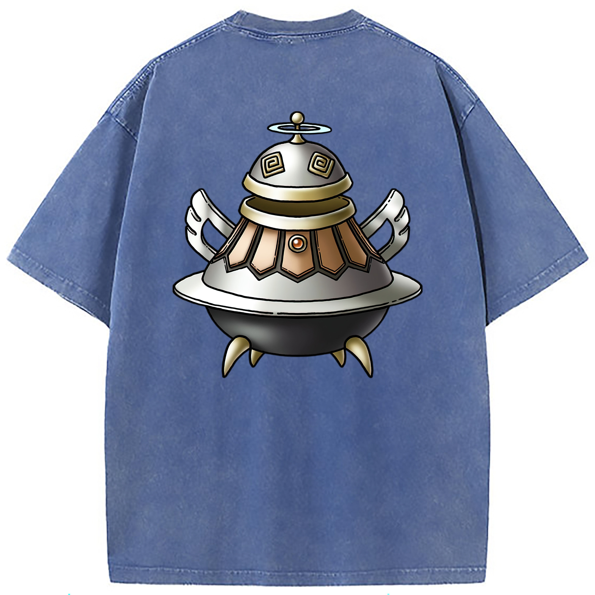 （画像用） ドラゴンクエスト Doragon Kuesuto Dragon Quest 綿100% ヴィンテージ風 半袖Tシャツ（背面プリント）
