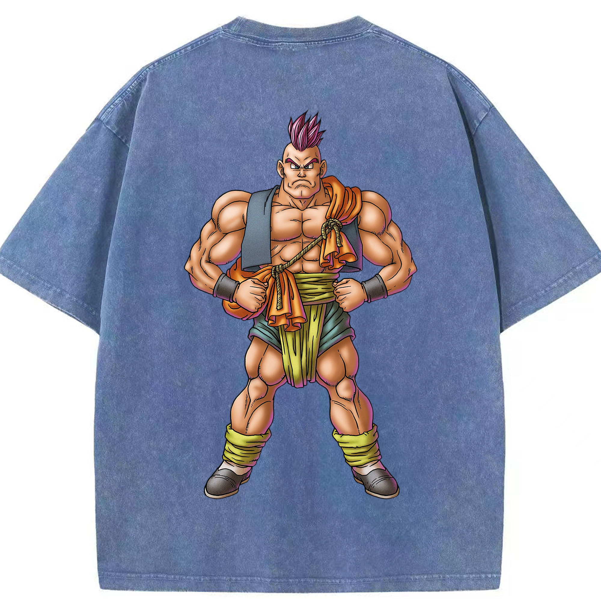 （画像用） ドラゴンクエスト Doragon Kuesuto Dragon Quest 綿100% ヴィンテージ風 半袖Tシャツ（背面プリント）