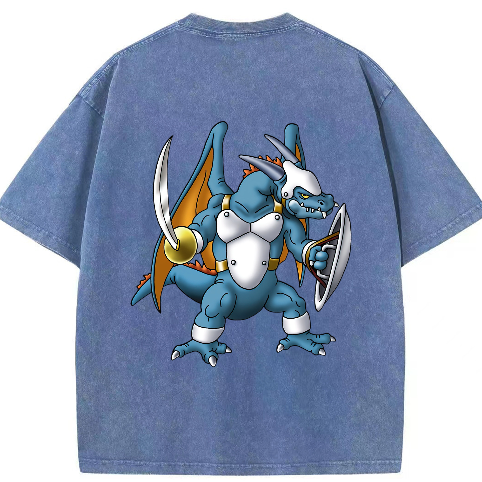 （画像用） ドラゴンクエスト Doragon Kuesuto Dragon Quest 綿100% ヴィンテージ風 半袖Tシャツ（背面プリント）