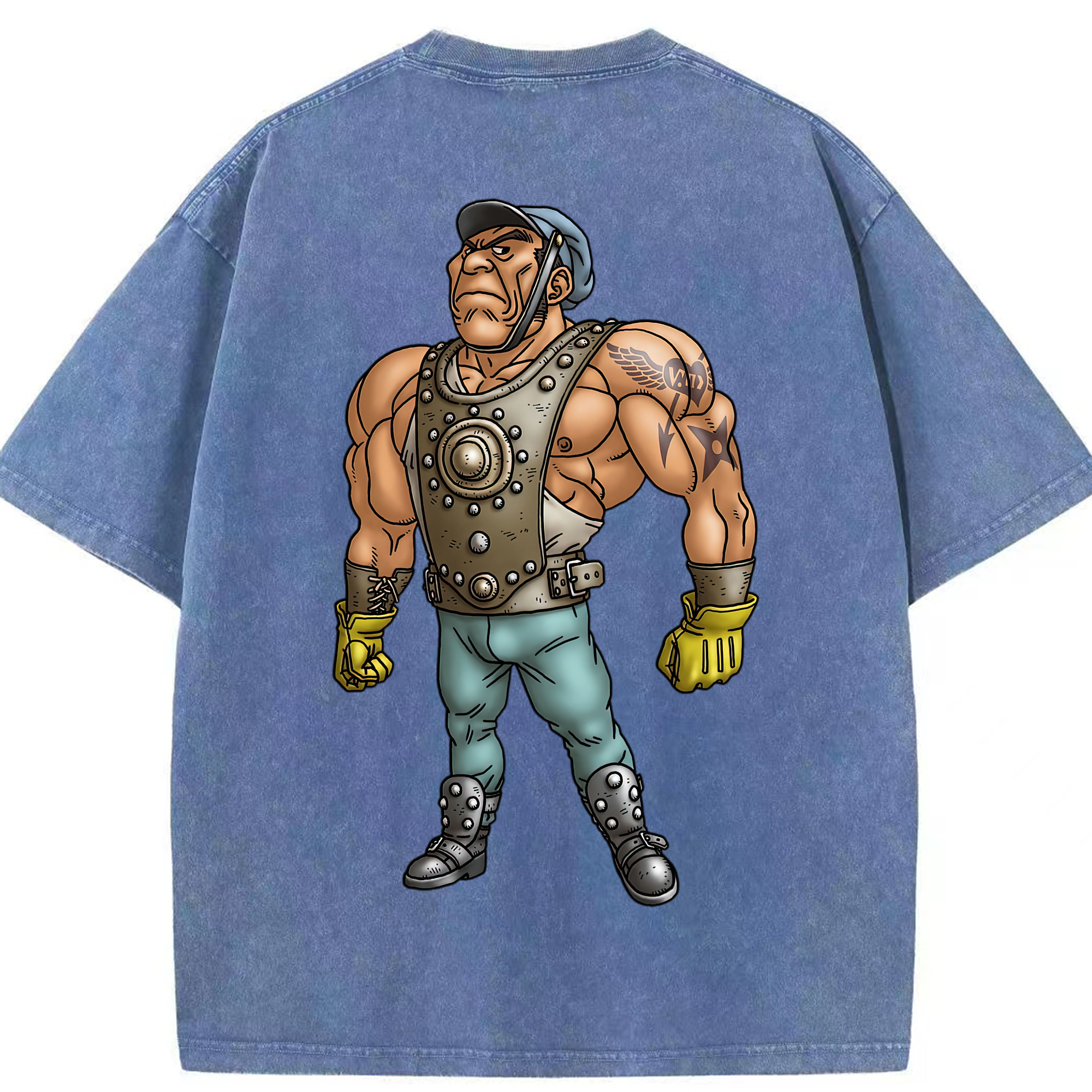 （画像用） ドラゴンクエスト Doragon Kuesuto Dragon Quest 綿100% ヴィンテージ風 半袖Tシャツ（背面プリント）