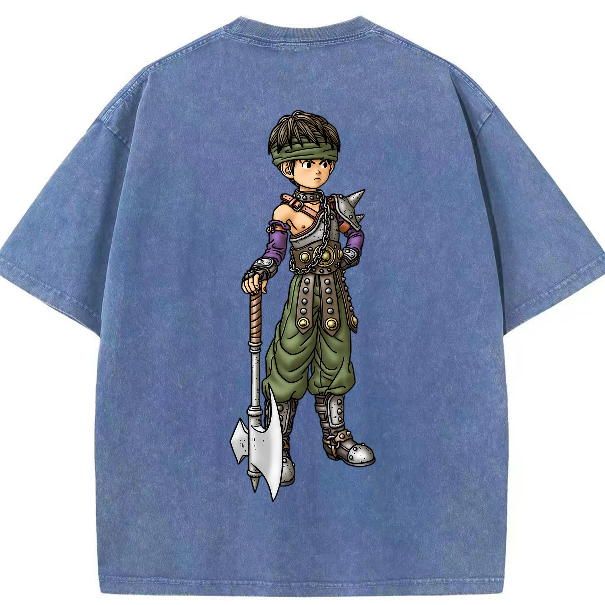 （画像用） ドラゴンクエスト Doragon Kuesuto Dragon Quest 綿100% ヴィンテージ風 半袖Tシャツ（背面プリント）