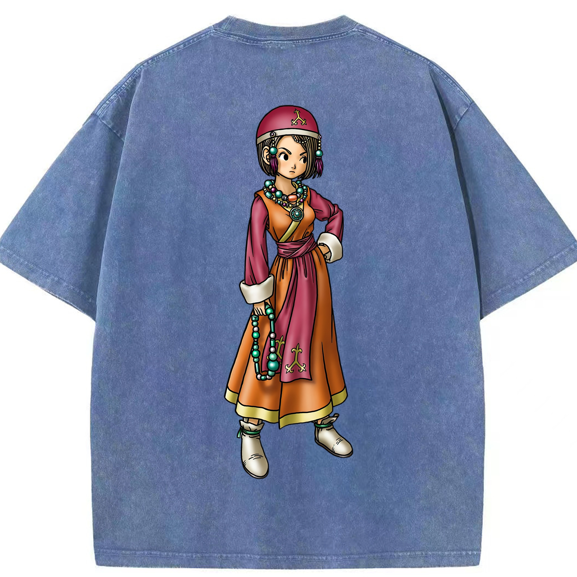 （画像用） ドラゴンクエスト Doragon Kuesuto Dragon Quest 綿100% ヴィンテージ風 半袖Tシャツ（背面プリント）