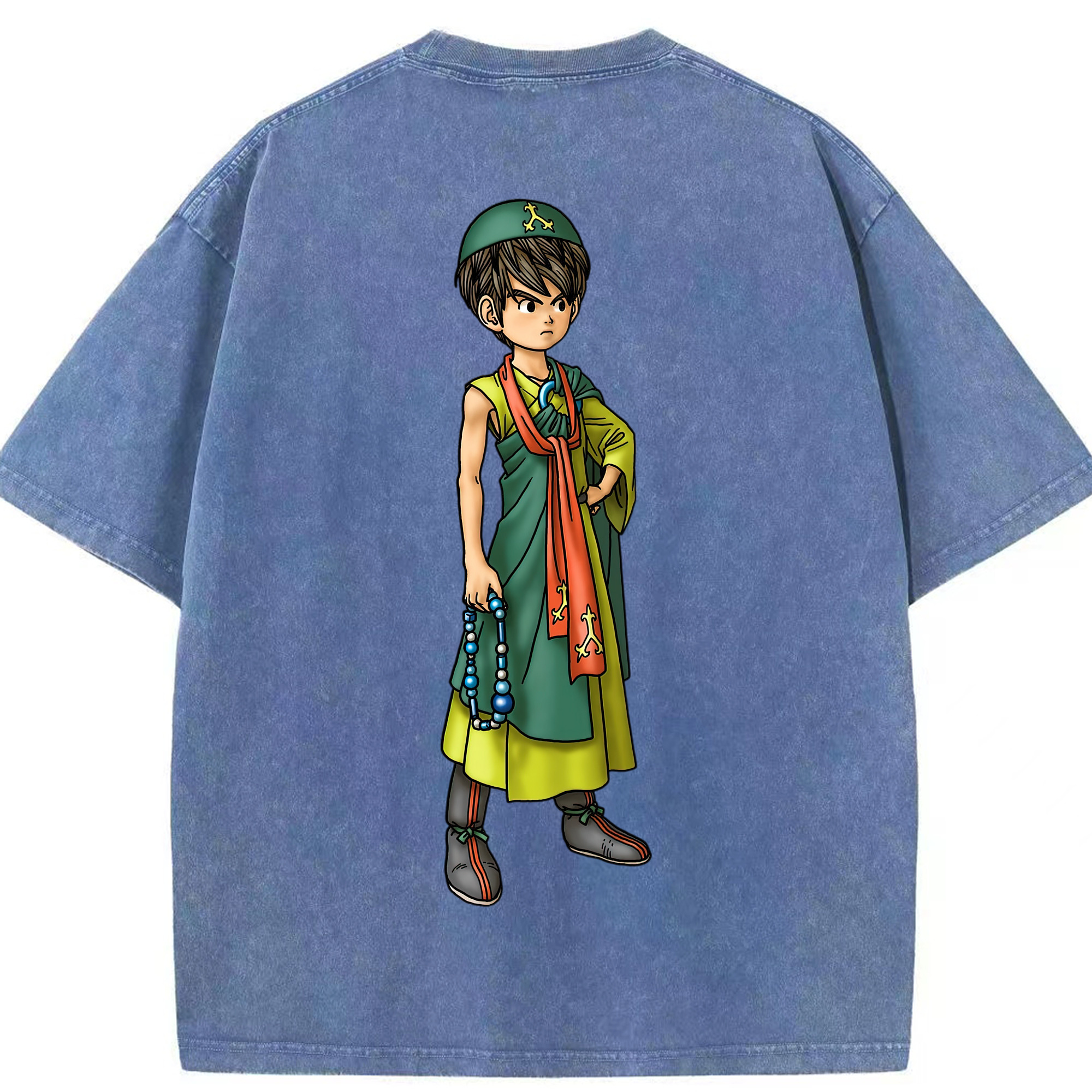 （画像用） ドラゴンクエスト Doragon Kuesuto Dragon Quest 綿100% ヴィンテージ風 半袖Tシャツ（背面プリント）